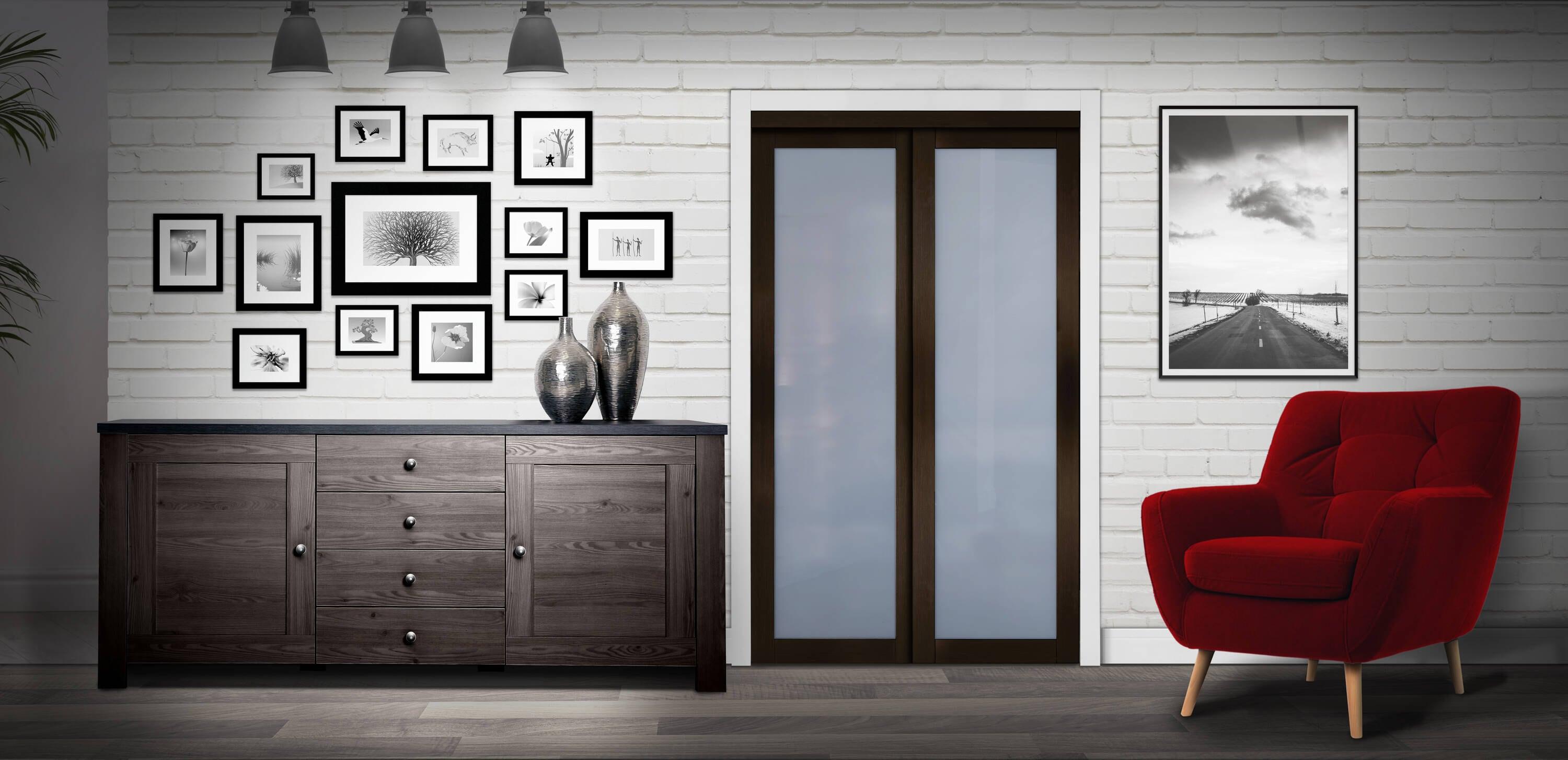 Renin 60'' x 80.5'' Semi-Solid Paneled Low-Gloss Sliding Closet Doors