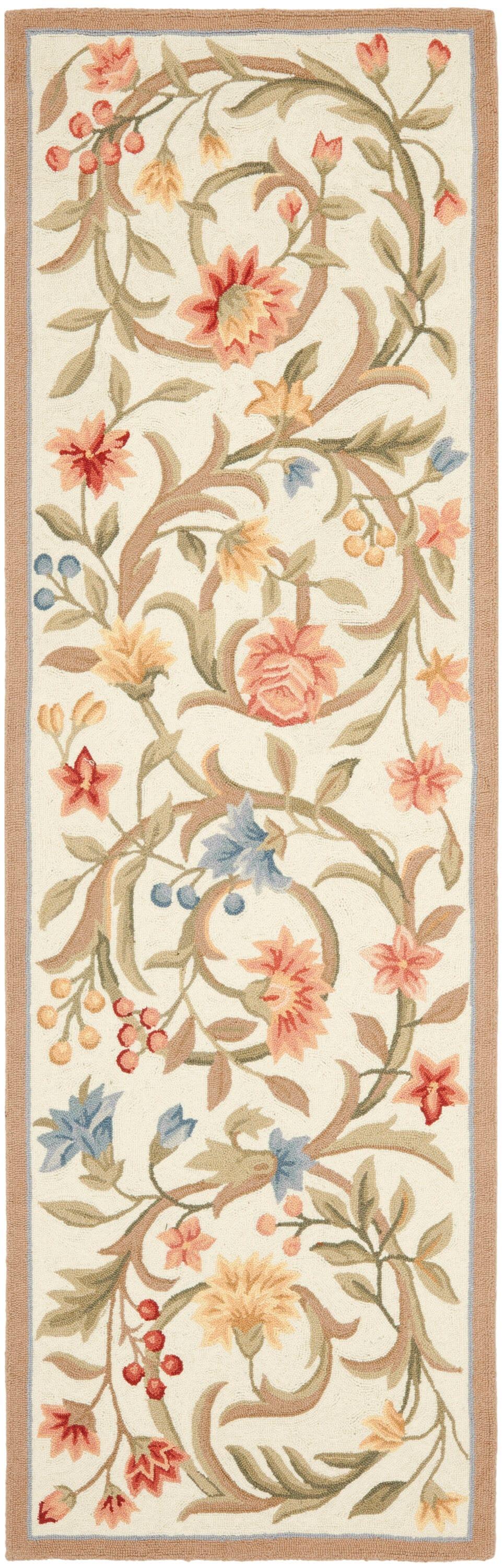 SAFAVIEH Chelsea Baxter Floral Wool Runner Rug, Ivory, 2'6" x 8'