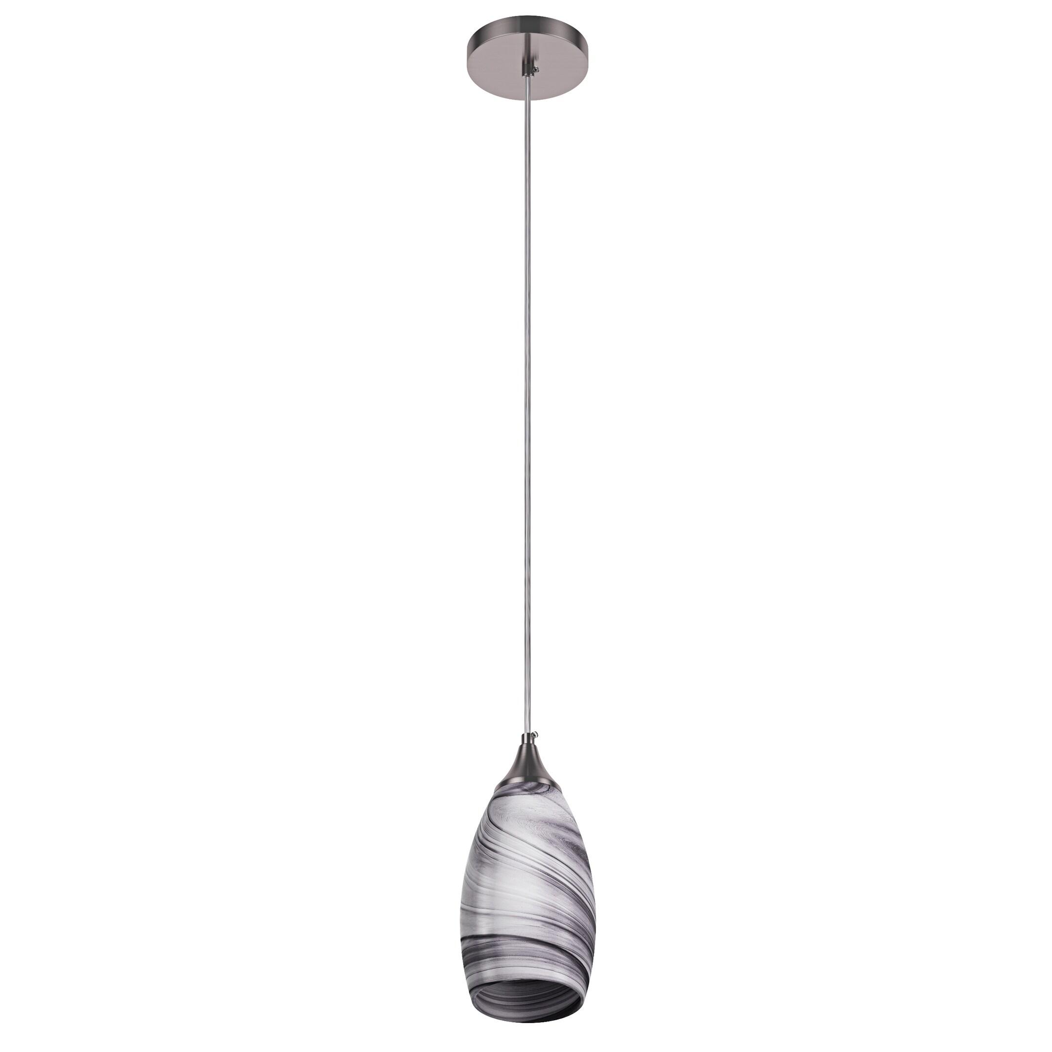 Craftsman Nickel Mini Pendant Light with Multicolor Art Glass