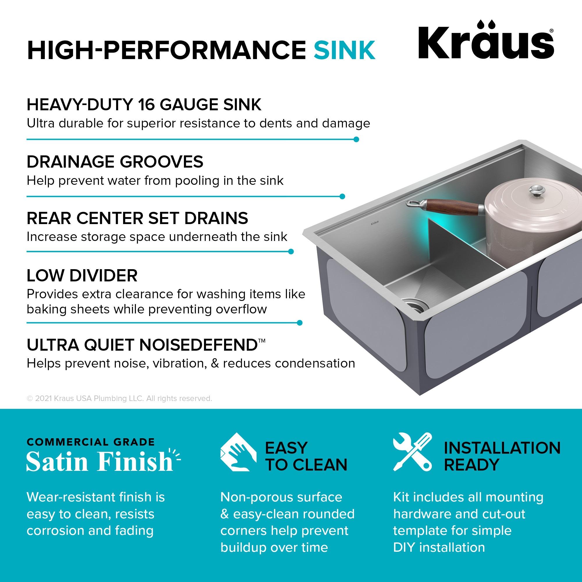 Kraus KRAUS Kore™ 30" L Undermount Workstation 16 Gauge Stainless Steel Double Bowl Kitchen Sink KWU112-30