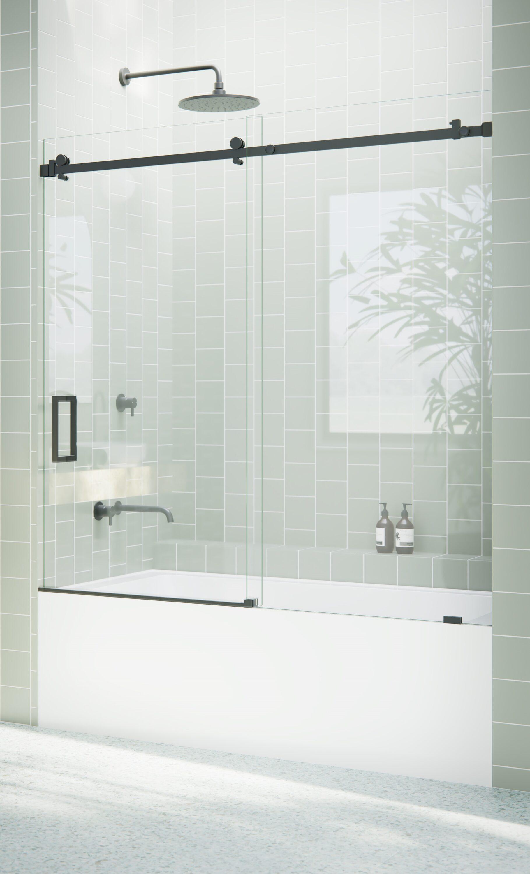 Astro 56 in. - 60 in. x 60 in. Frameless Sliding Bathtub Door
