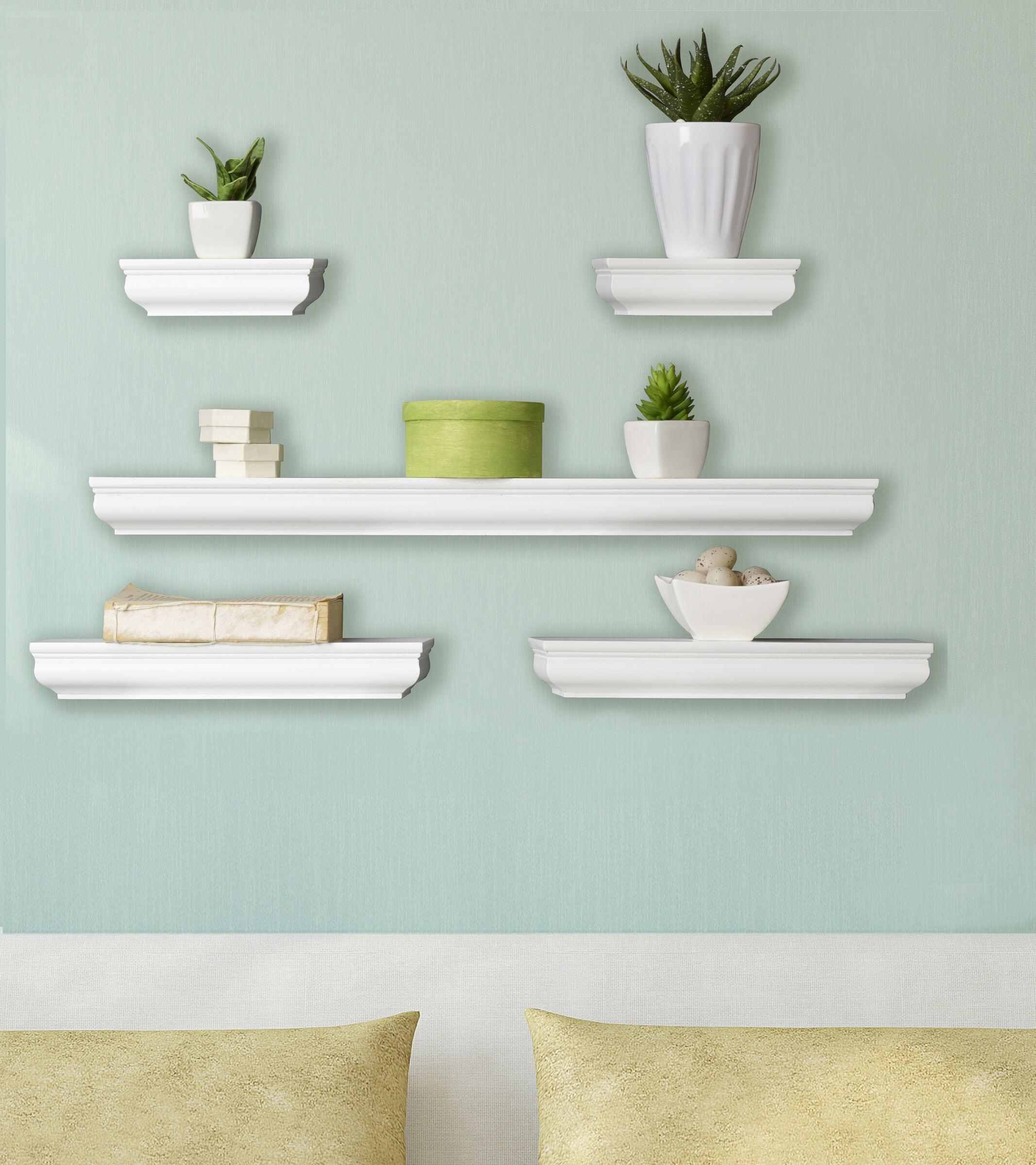 Melannco Melannco 5 Pieces Floating Molding Shelves for Bedroom, Living Room, Bathroom, Kitchen, Nursery (Set of 5)