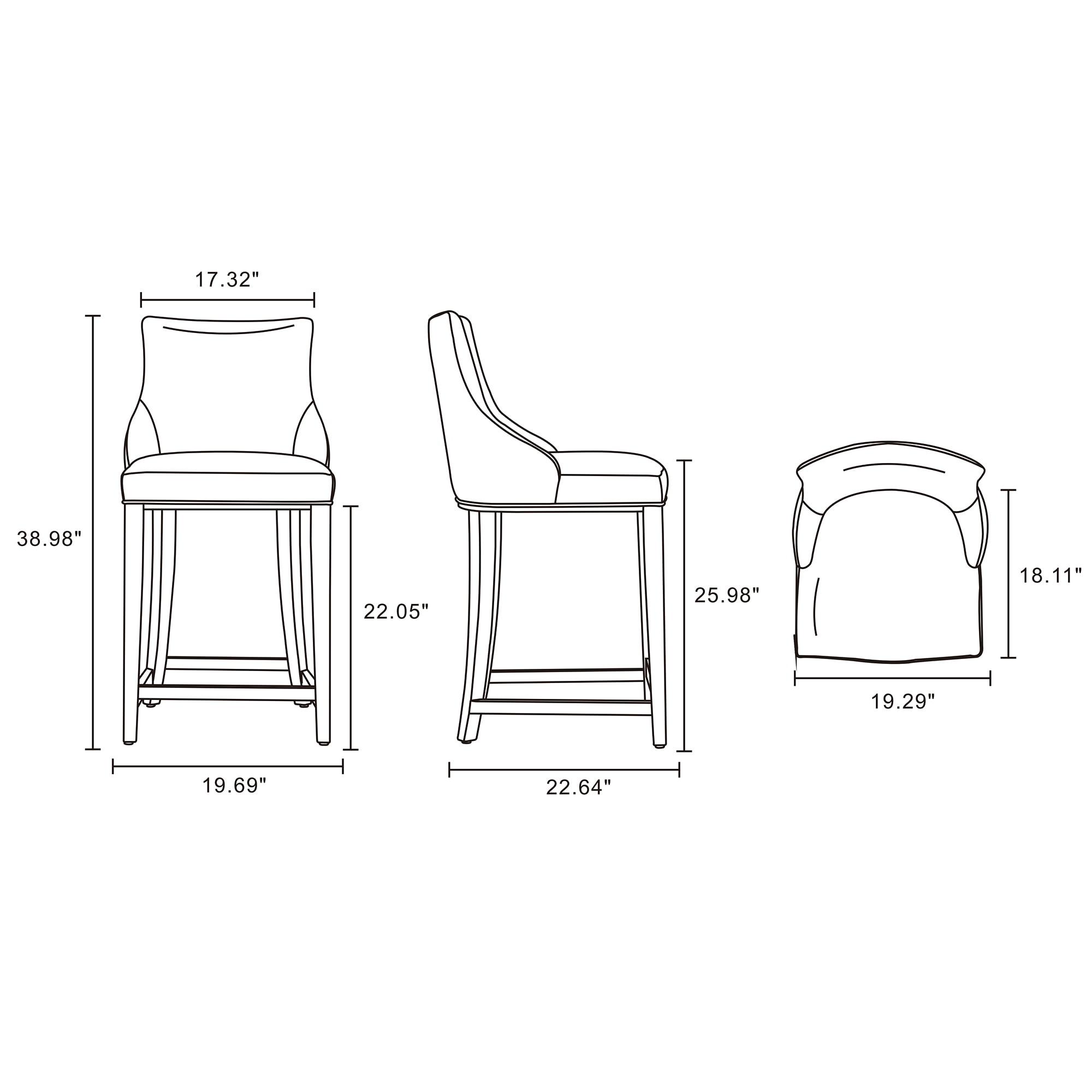 Manhattan Comfort Shubert Modern Leatherette Upholstered Counter Height Barstool Tan: Beech Wood Legs, No Assembly Required