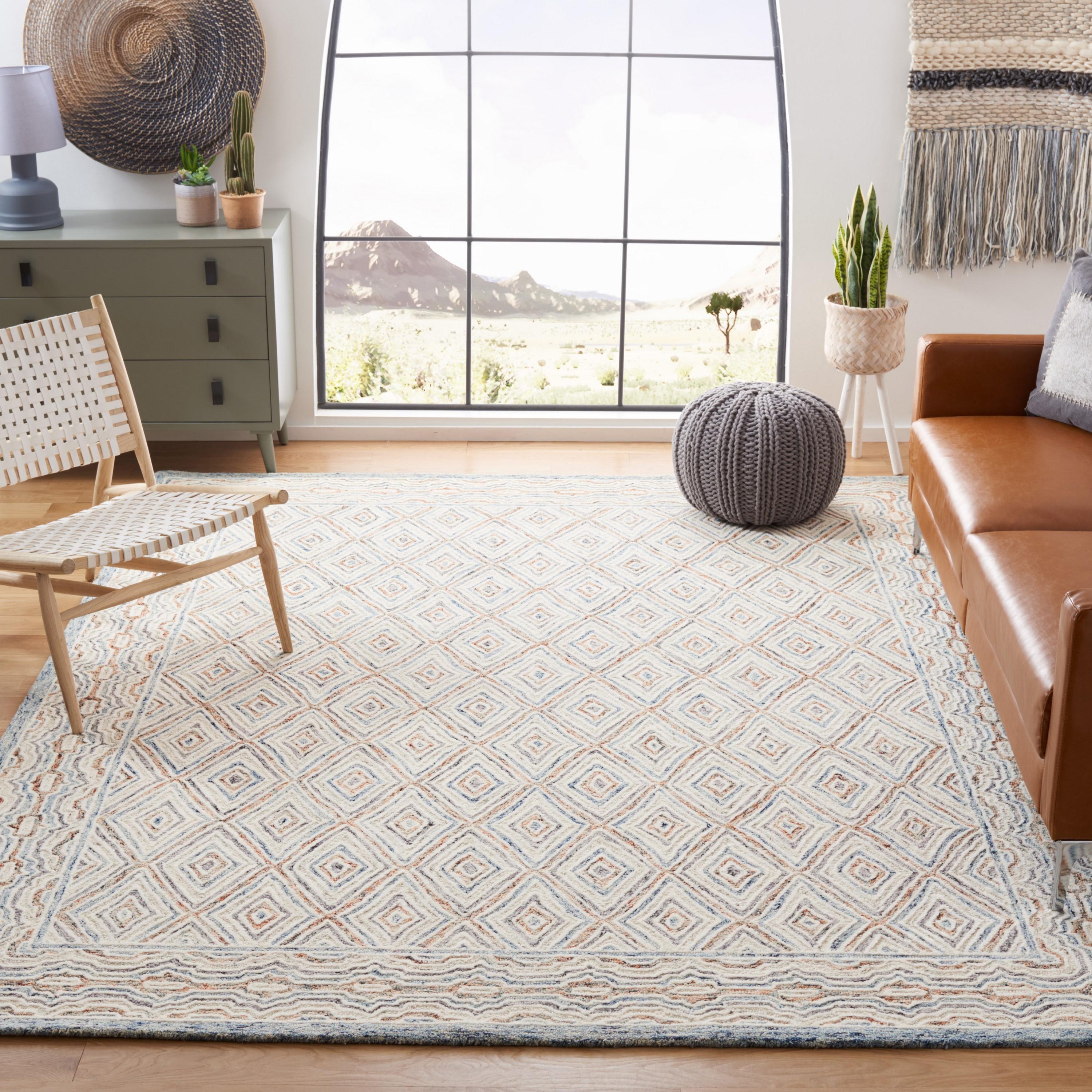 Capri CPR217 Hand Tufted Area Rug - Blue/Rust - 4'x6' - Safavieh.