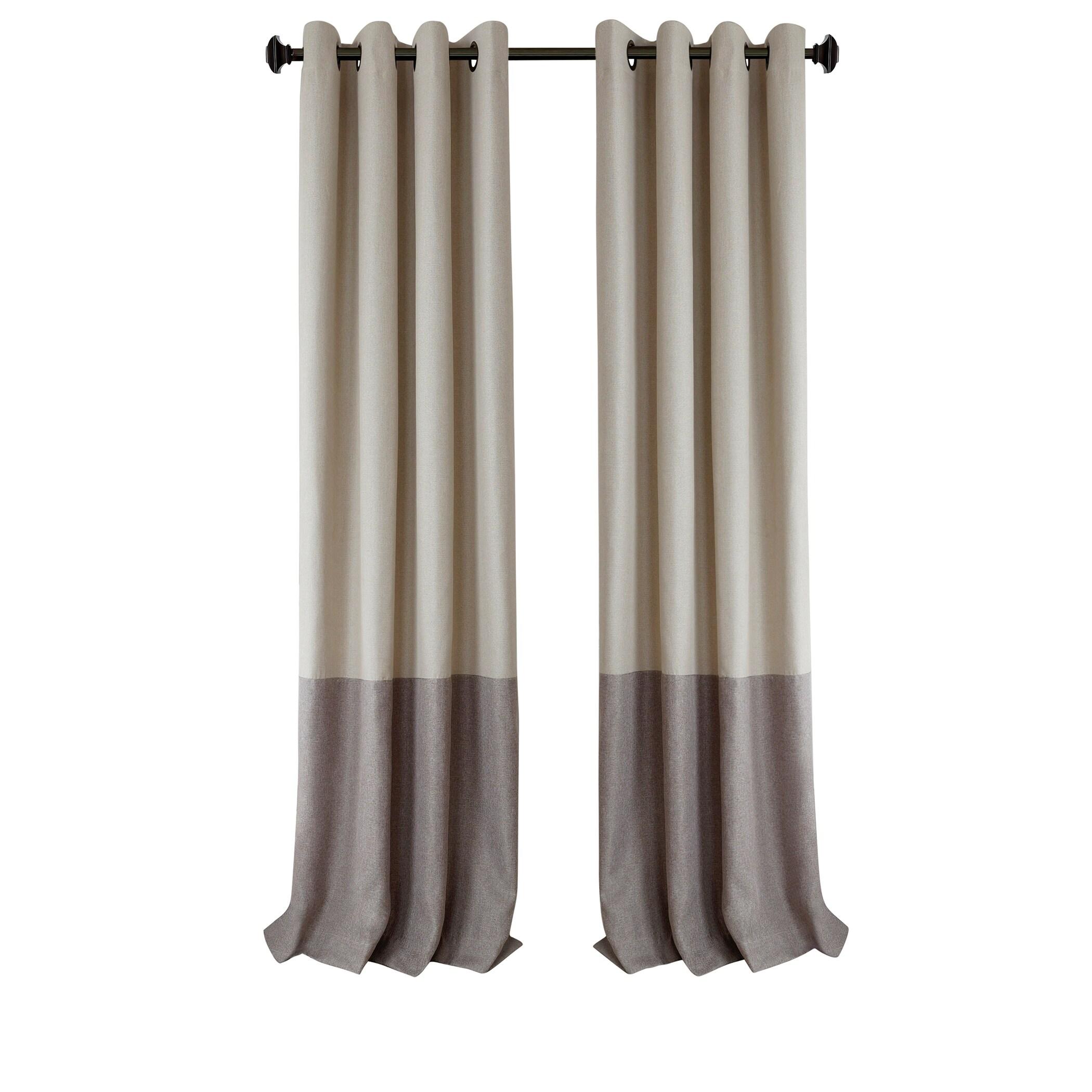 Braiden Color Block Single Blackout Window Curtain Panel - 52" x 95" - Linen - Elrene Home Fashions