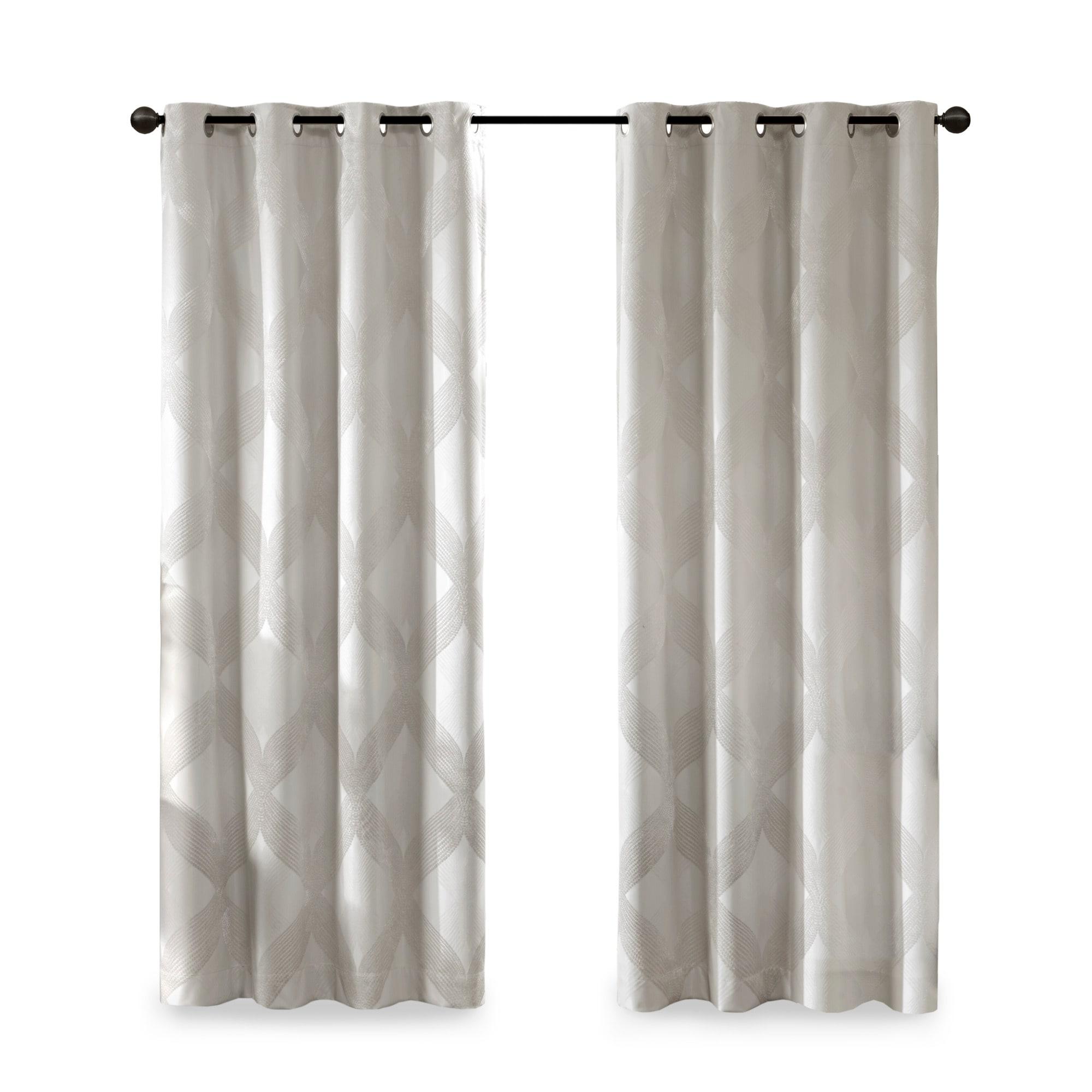 Madison Park Bentley Ogee Knitted Jacquard Geometric Total Blackout Single Curtain Panel