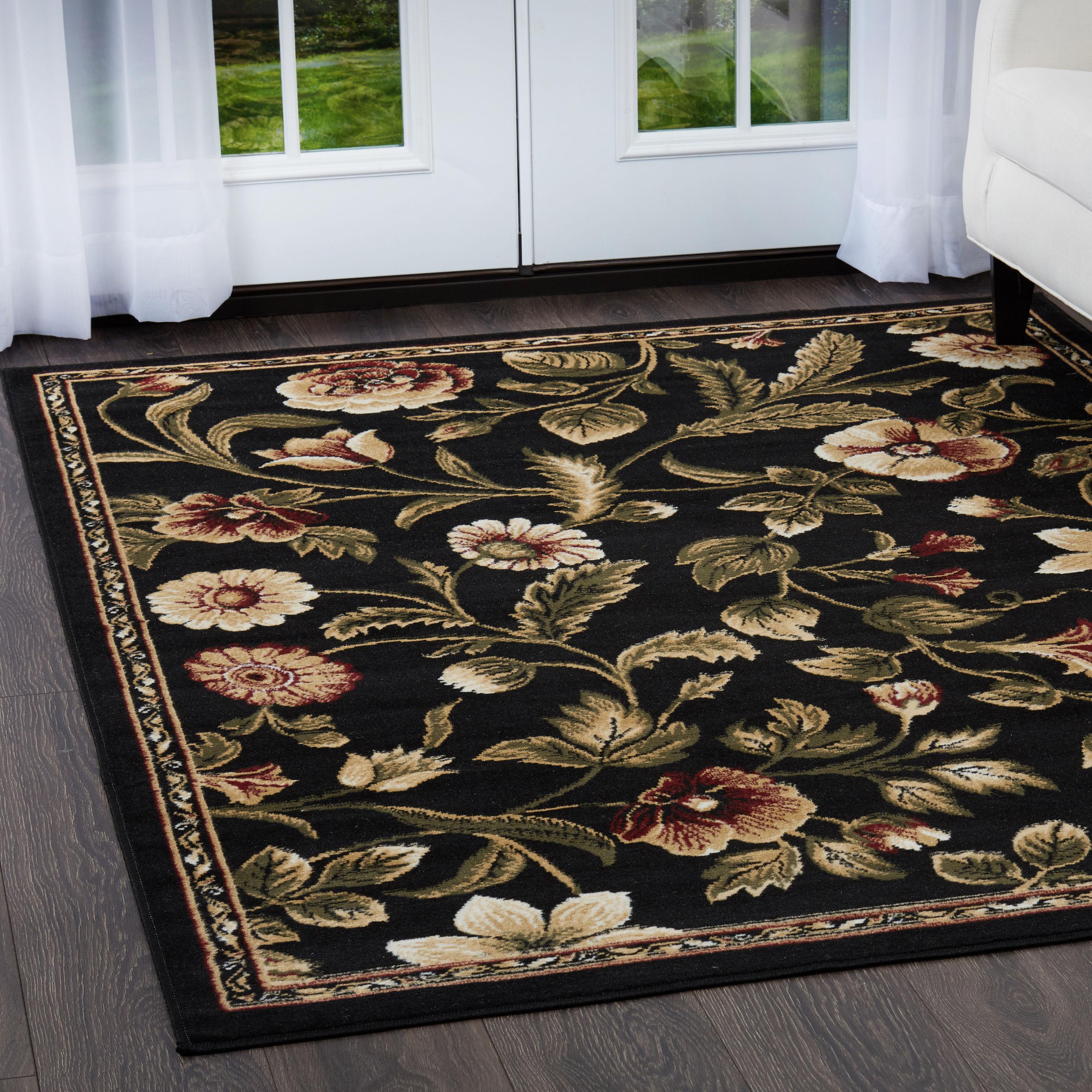 Home Dynamix Optimum Amell Traditional Floral Area Rug, Black/Green, 7'8"x10'4"