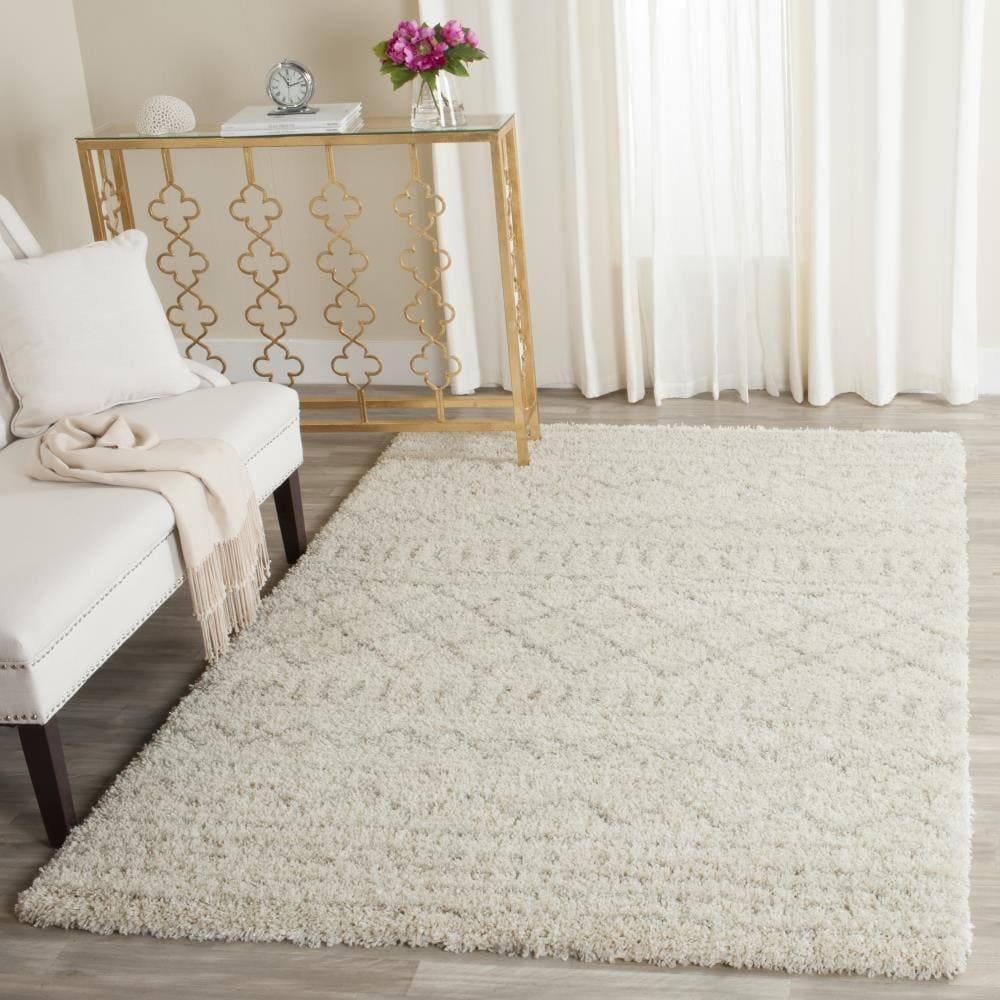 Arizona Shag ASG741 Power Loomed Indoor Area Rug - Ivory/Beige - 4'x6' - Safavieh