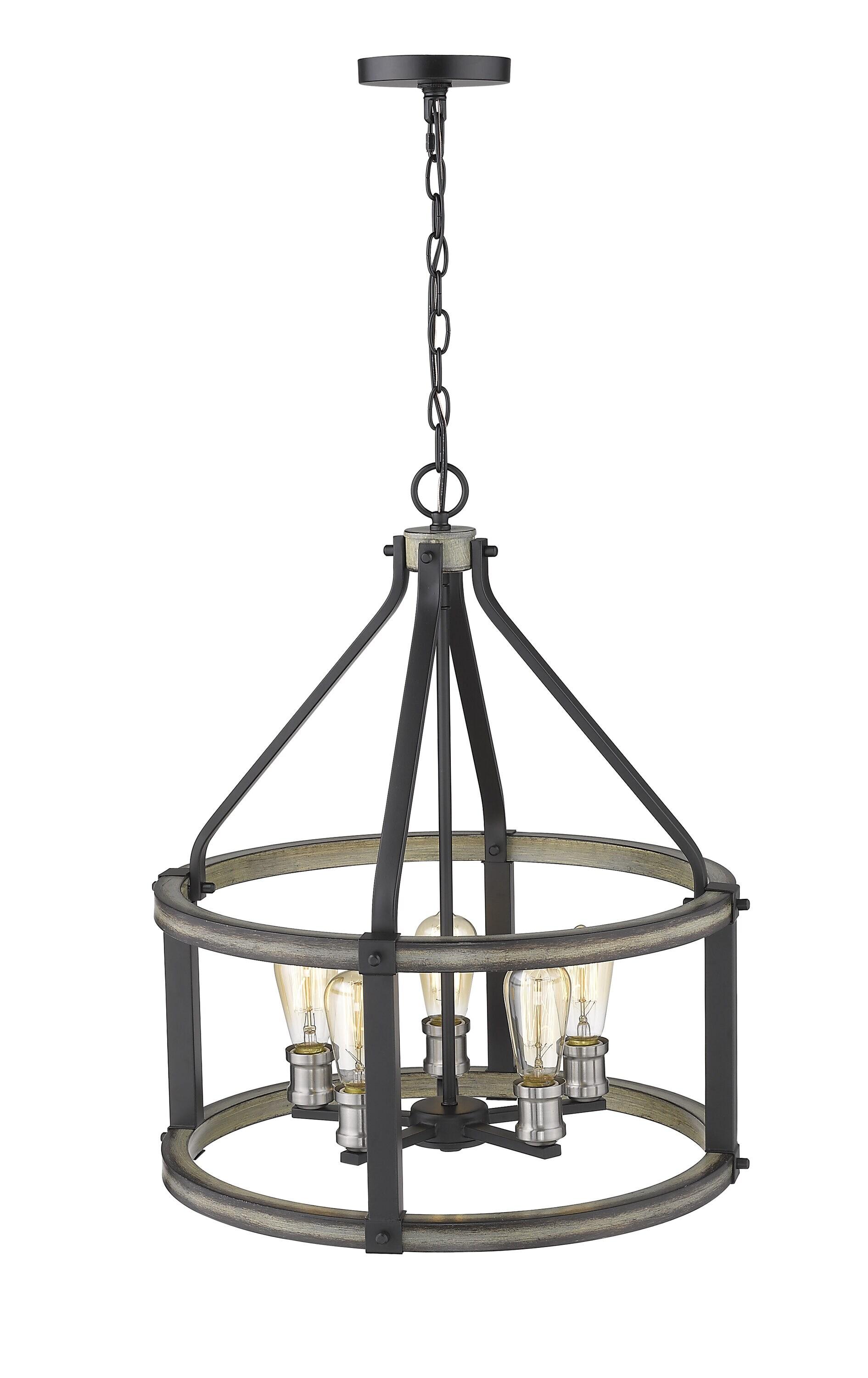 Kirkland 20" Black Steel Drum Pendant Light