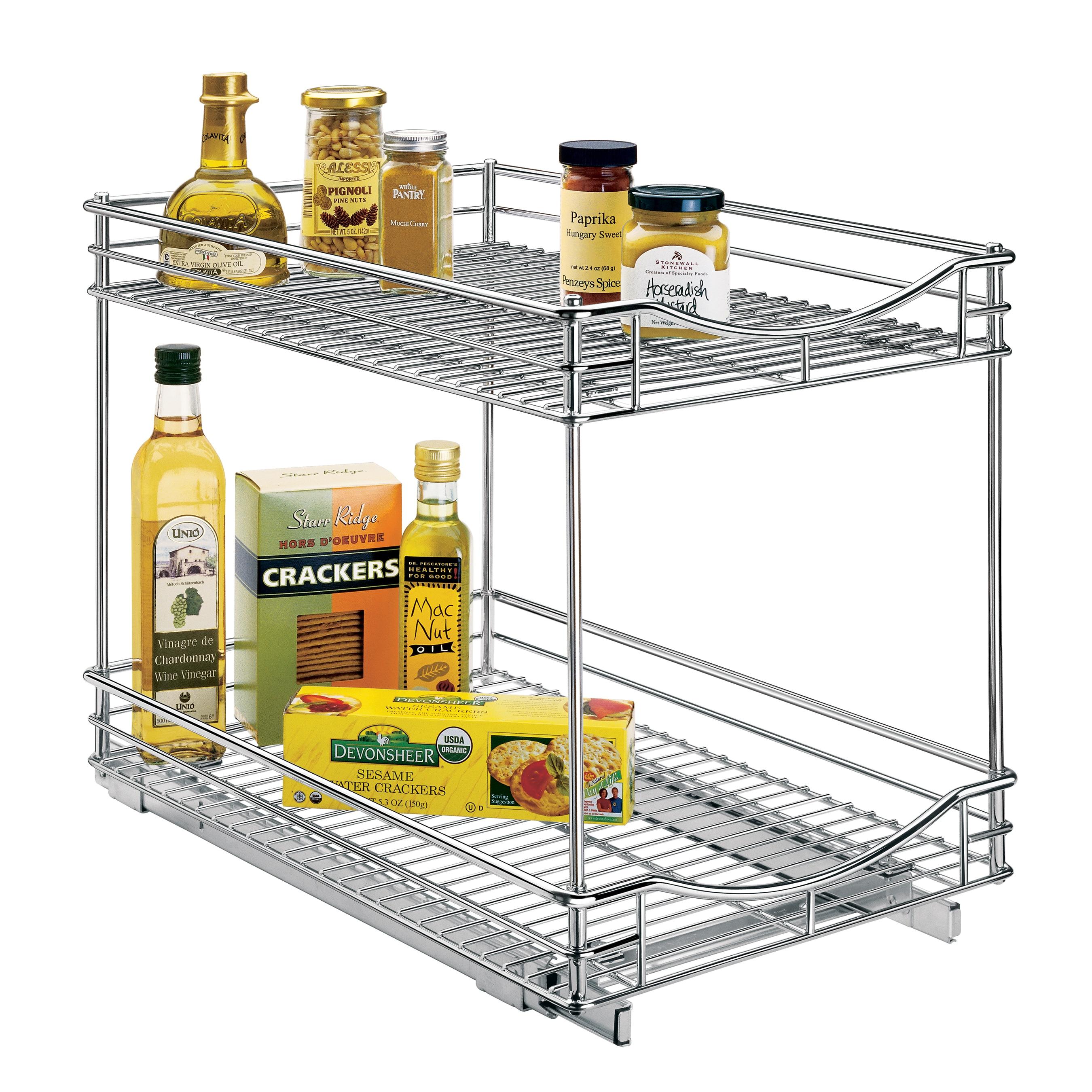 LYNK PROFESSIONAL LYNK PROFESSIONAL Pull Out Cabinet Organizer (2 Tier) Slide Out Drawers for Kitchen, Chrome