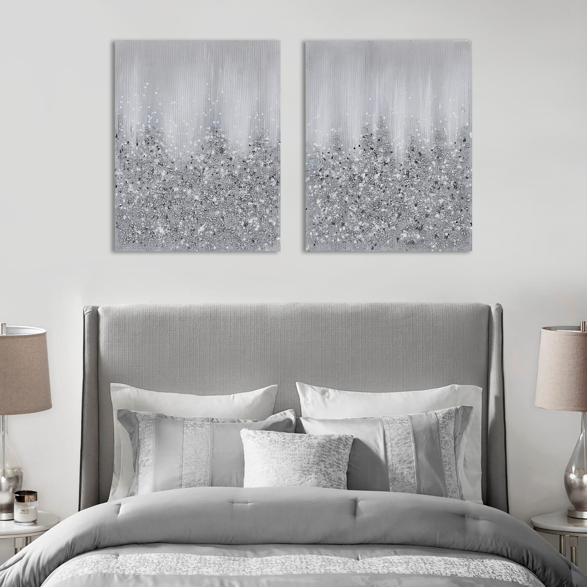 Ivy Bronx Heavily Embellished 2-Piece Abstract Canvas Wall Art Set – Modern Metallic Accents & Textured Design
