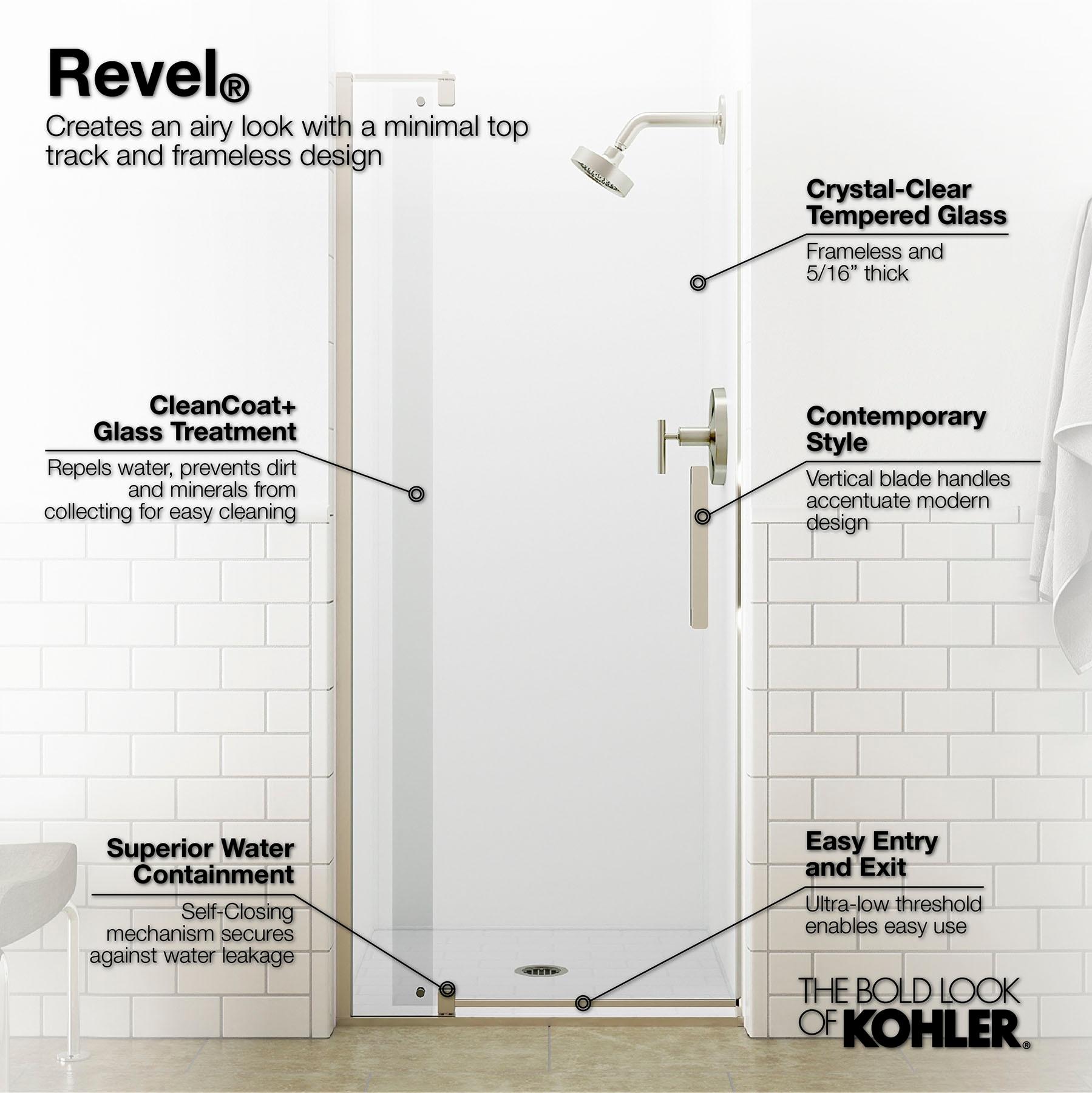 Revel 48'' x 70'' Pivot Shower Door with CleanCoat® Technology