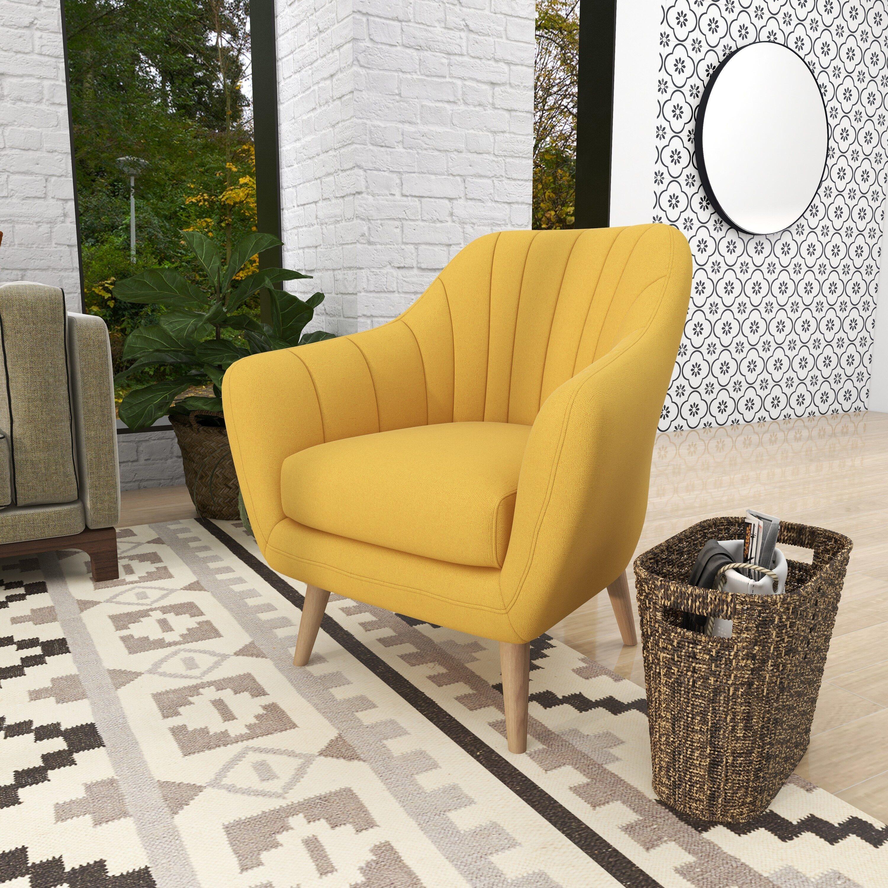 32" x 30" Modern Fabric Accent Chair Yellow - Olivia & May