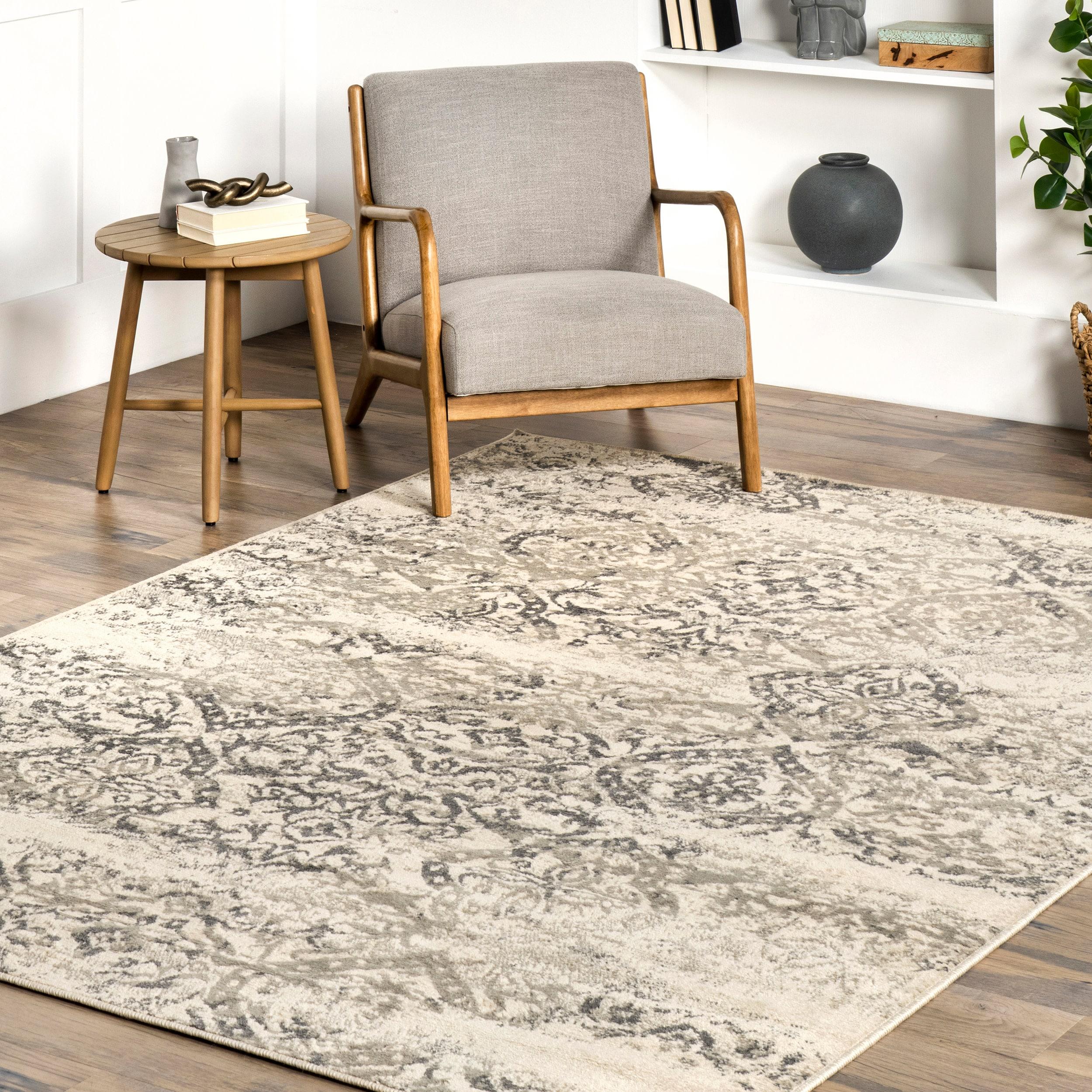 Nuloom Freja Floral & Paisley 2x14 Runner Indoor Area Rug for Living Room Bedroom Dining Room Entryway Hallway Kitchen, Grey/Cream