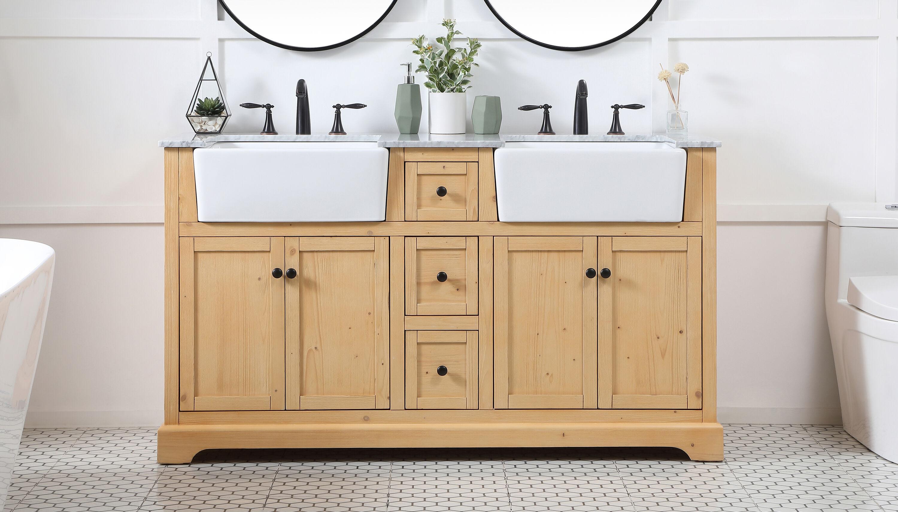 Elegant Decor Franklin 60" Aluminum MDF Double Bathroom Vanity in Natural Wood