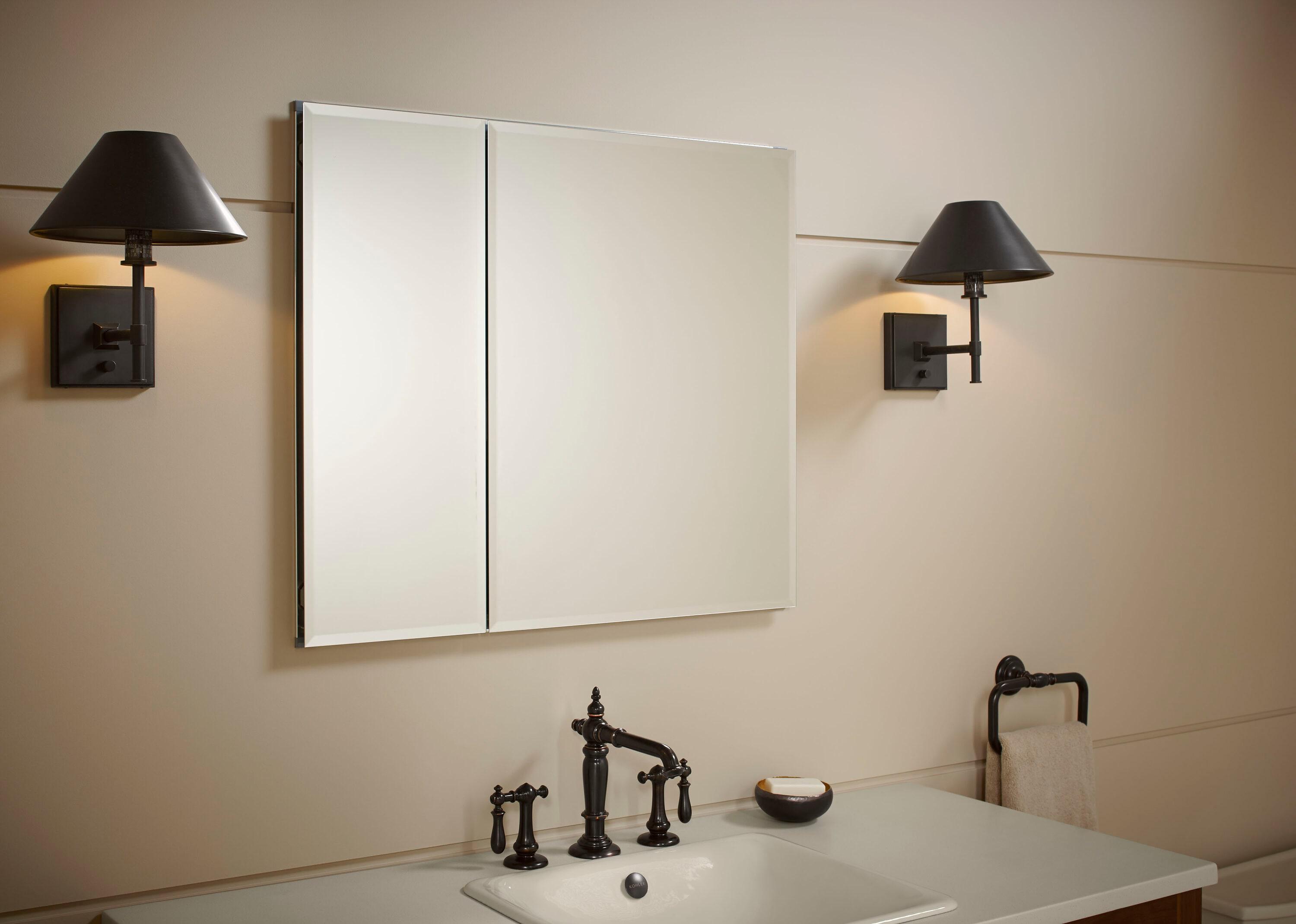 CLC Aluminum Two-Door Medicine Cabinet With Mirrored Doors, Beveled Edges