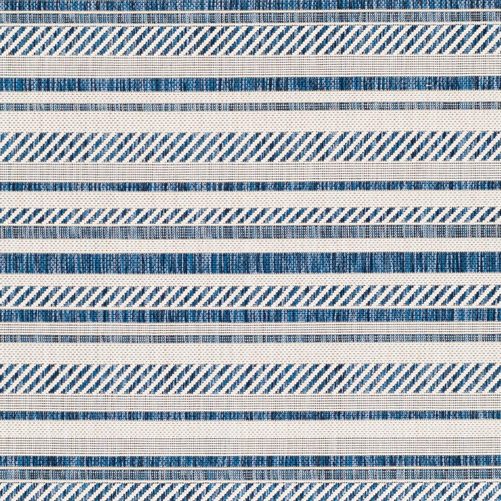 Eagean Blue Reversible Synthetic Rectangular Rug 6'7" x 9'