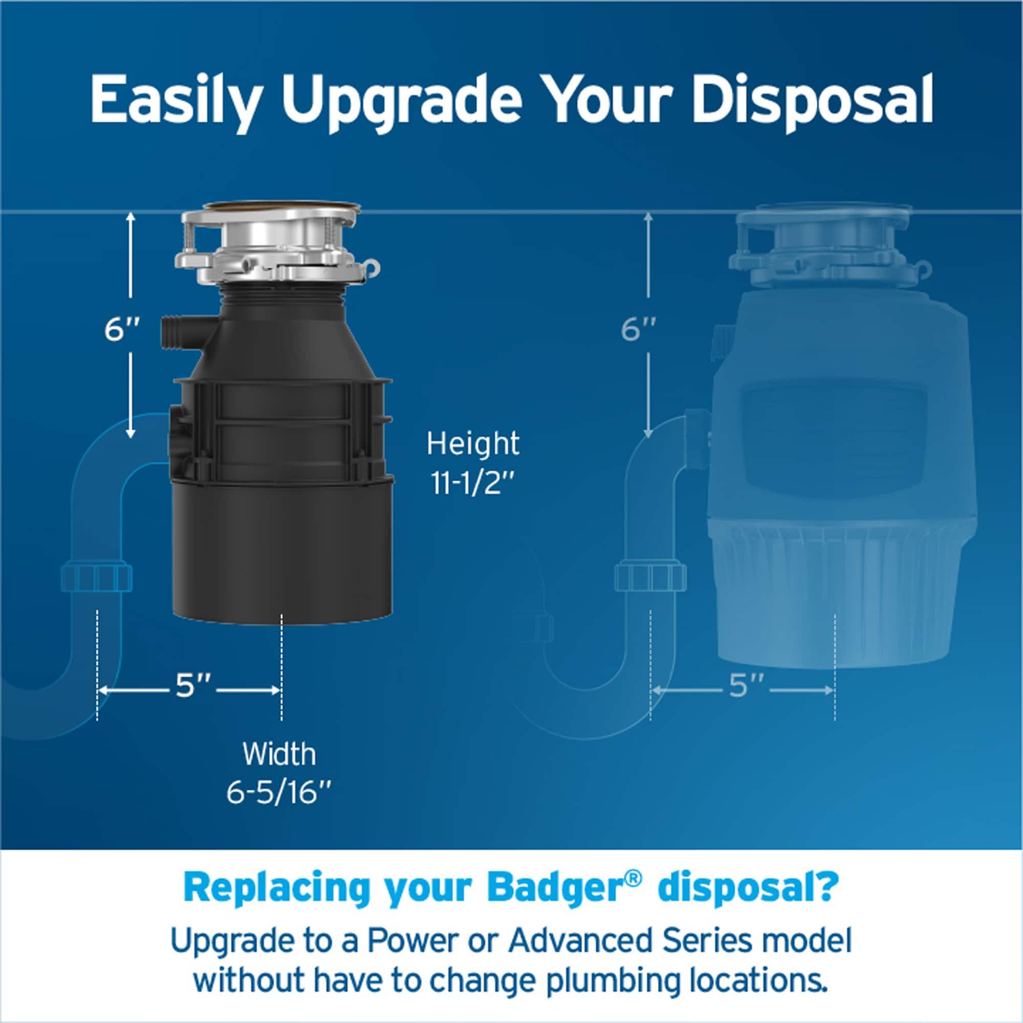 Badger 1/3 HP Continuous Feed Garbage Disposal (With Optional Power Cord)