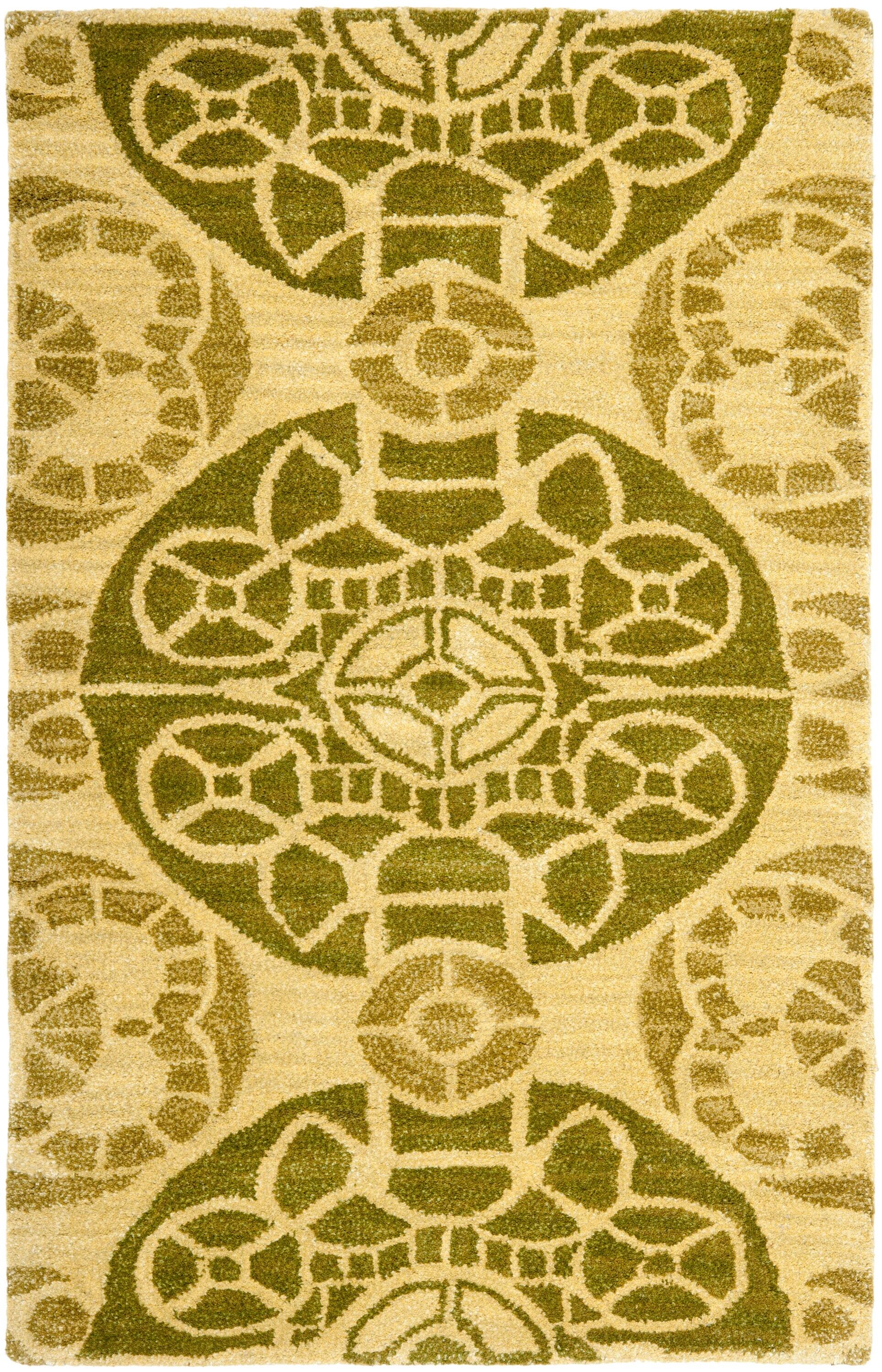 Wyndham WYD376 Hand Tufted Indoor Accent Rug - Honey/Green - 2'6"x4' - Safavieh.