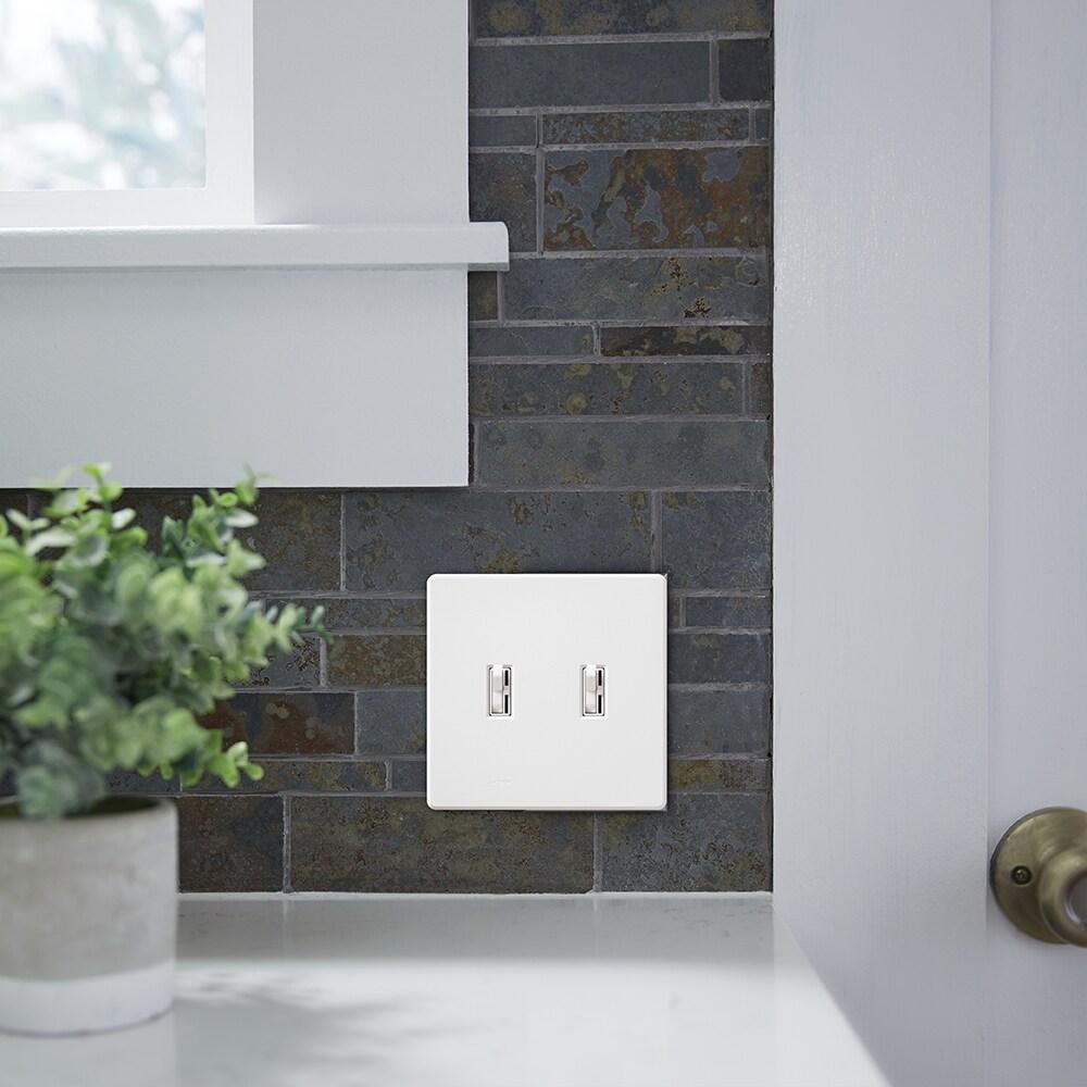 White 2-Gang Screwless Wall Plate for Toggle Switches