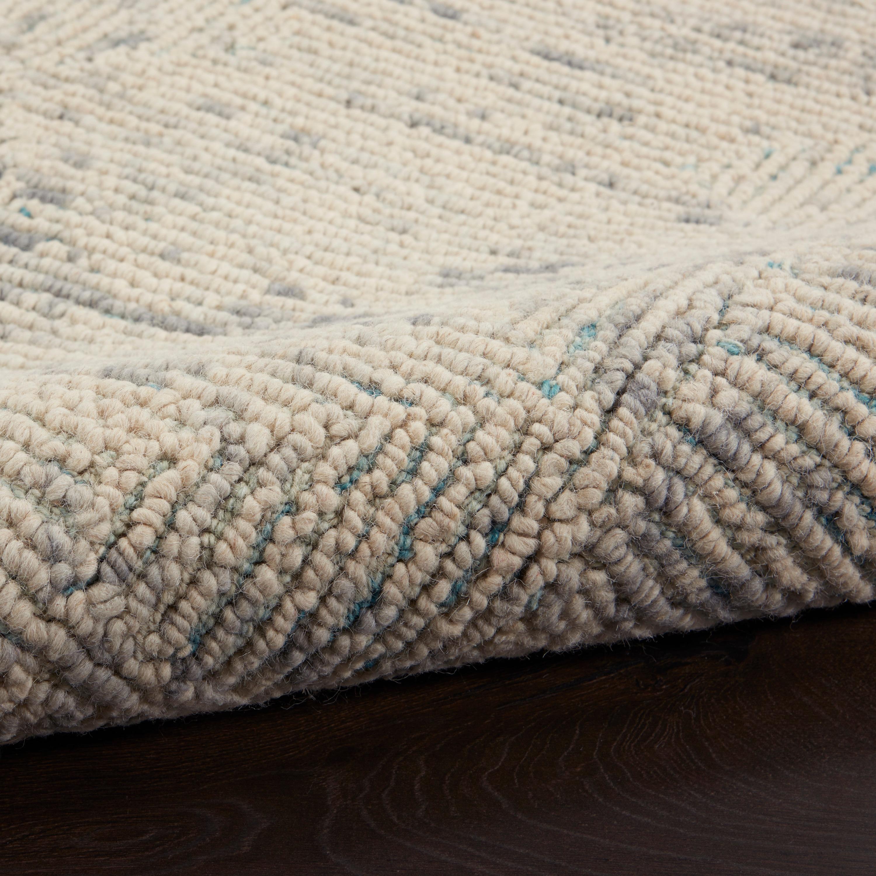 Nourison Vail Contemporary Indoor Area Rug Ivory Grey Teal 5'3" x 7'3"