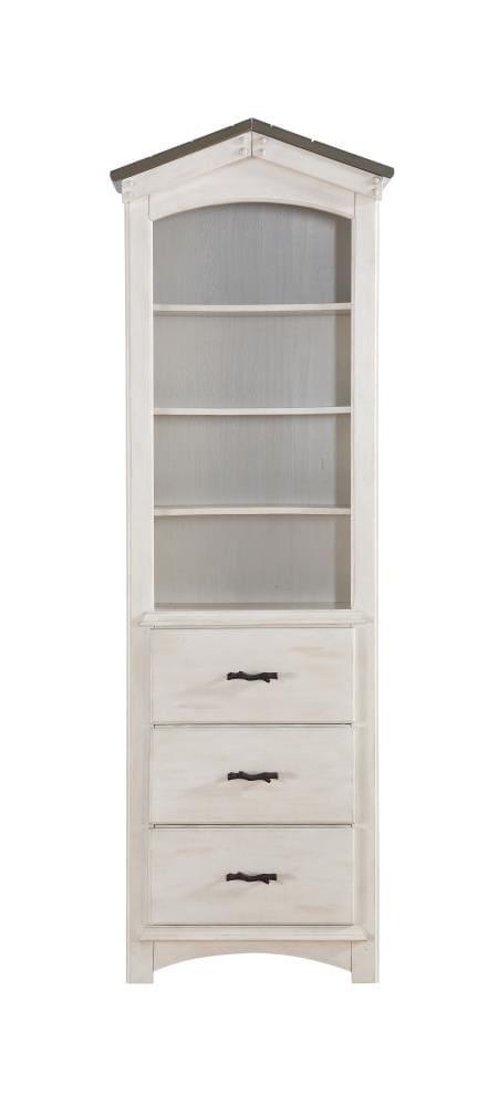 AcmeTree House Bookcase Cabinet in Weathered White and Washed Gray