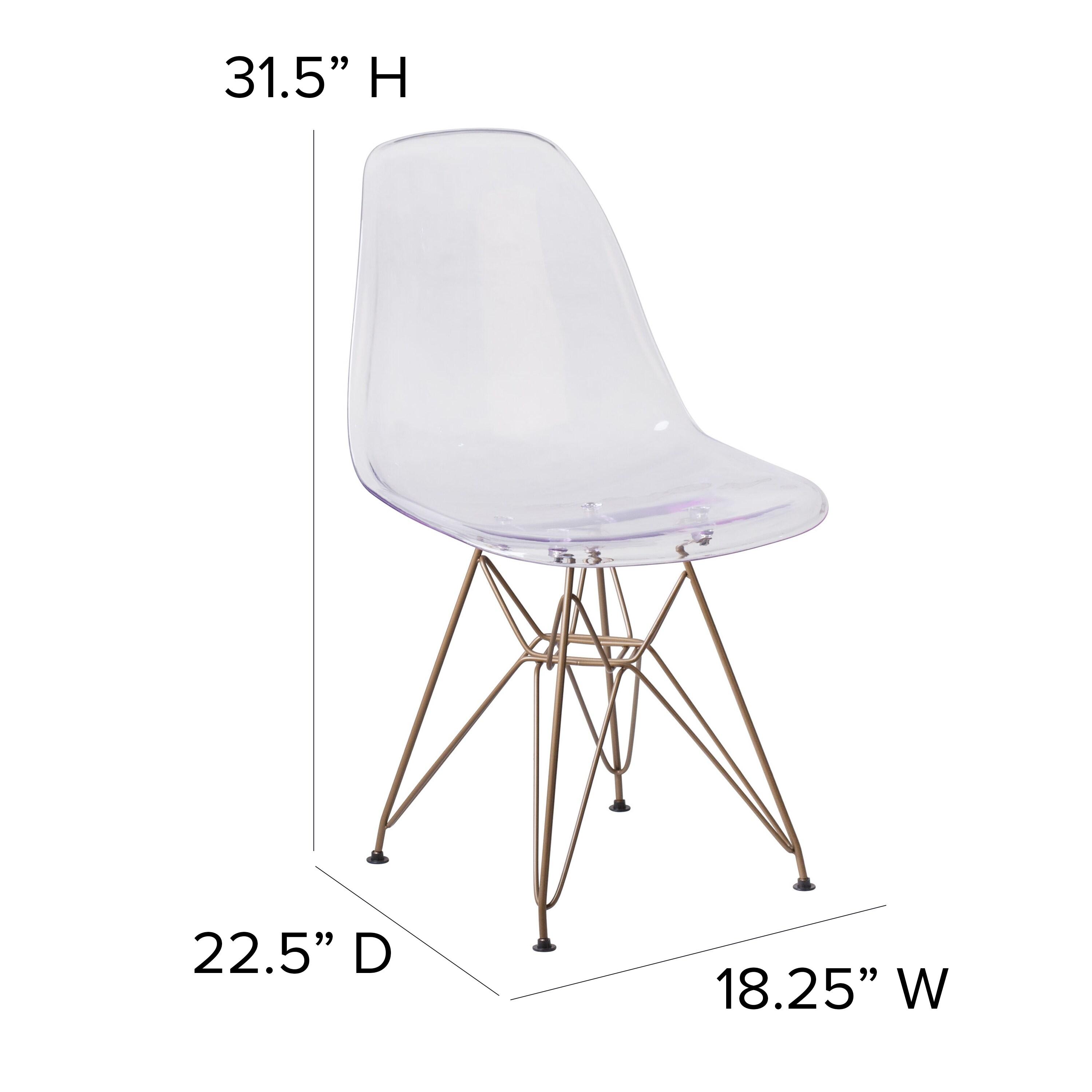 Flash Furniture Elon Series Ghost Chair with Gold Metal Base