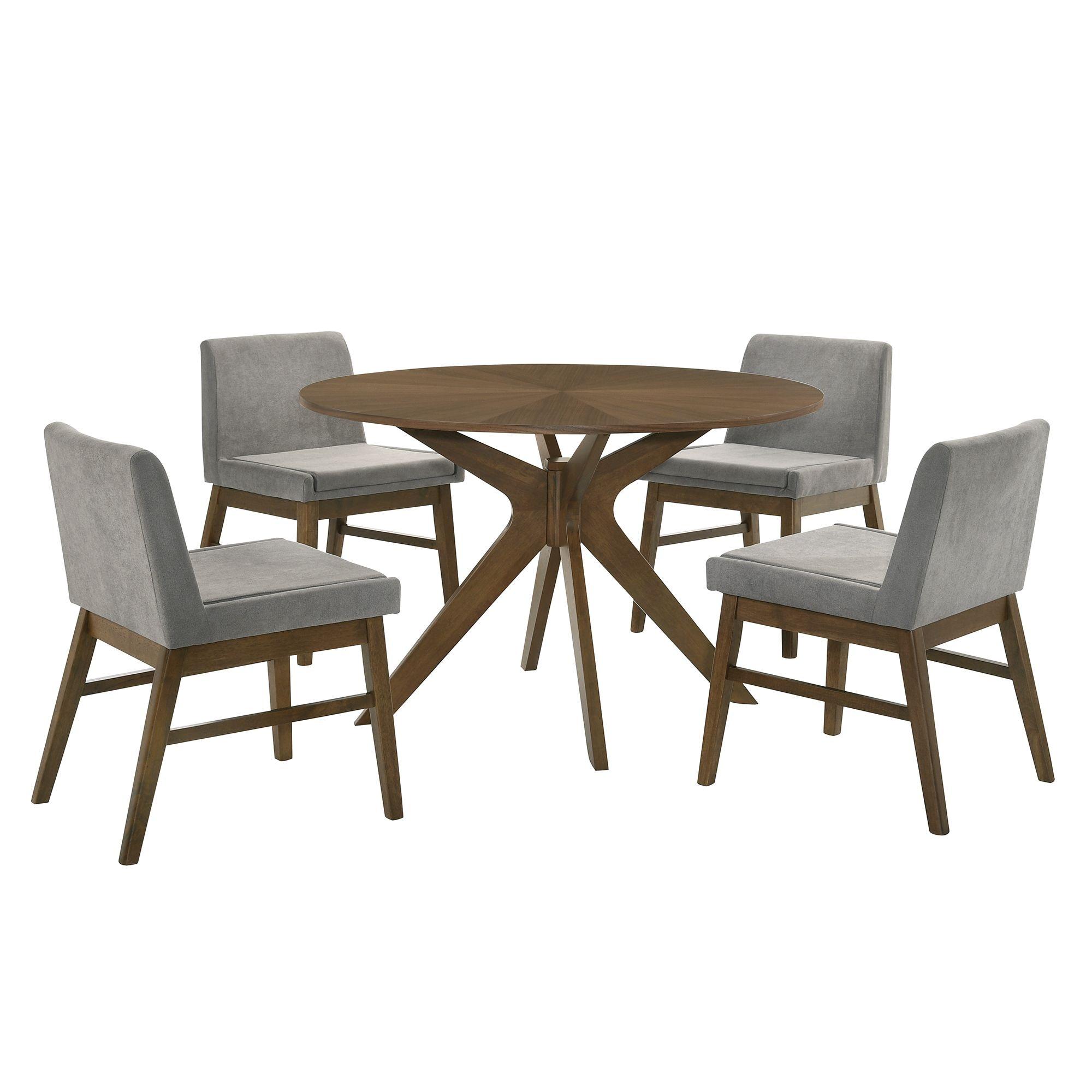 Wynden Standard Height Dining Side Chair Set Gray/Walnut - Picket House Furnishings: MDF & Rubberwood, Polyester Upholstery