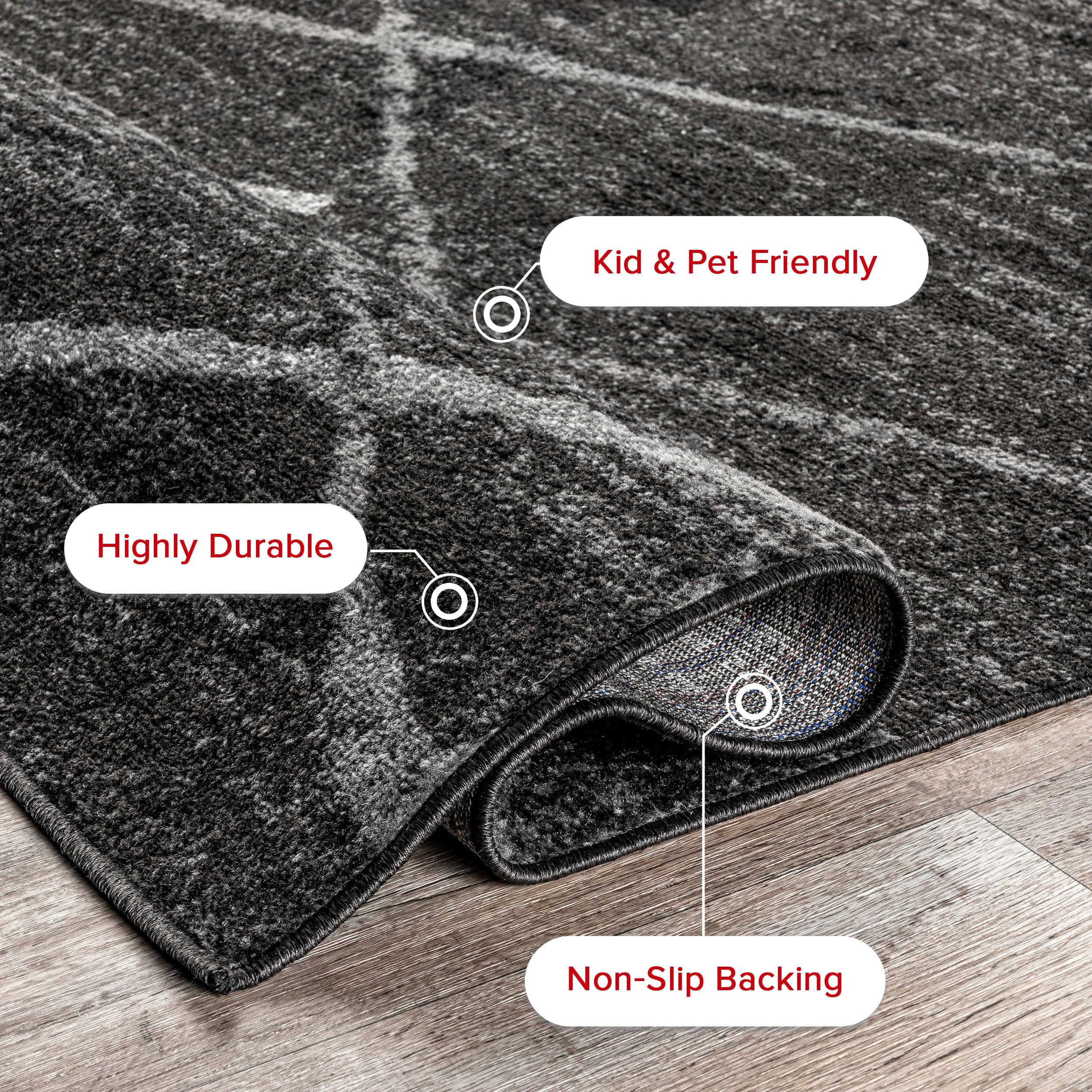Nuloom 2x3 Thigpen Contemporary Indoor Area Rug, Charcoal, Abstract Lines, Non-Slip Backing, Stain Resistant, Bedroom Living Room, Kitchen