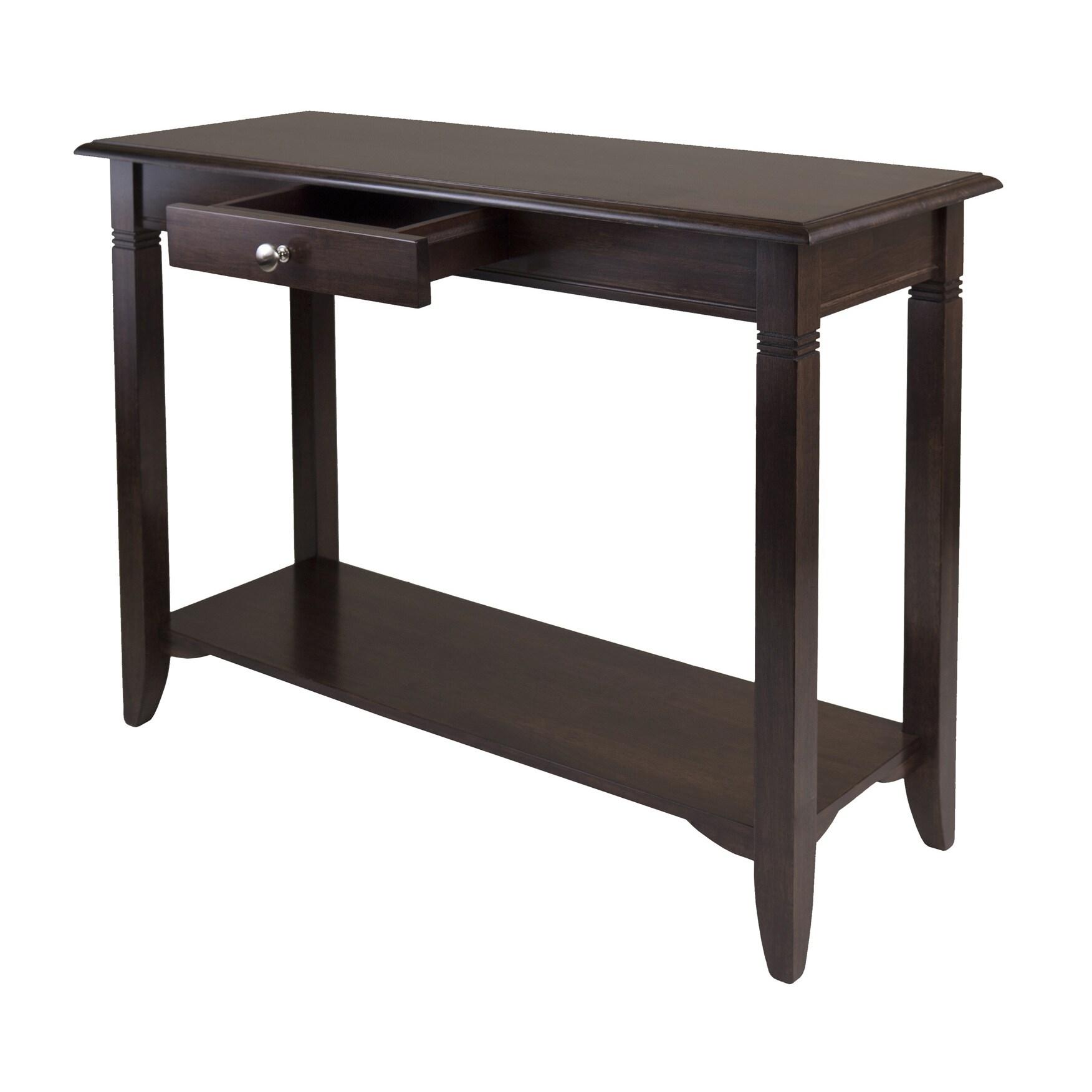 Winsome Nolan Console Table with Drawer Cappuccino: Elegant Entryway Table, Sofa Table with Shelf, Wood Composite