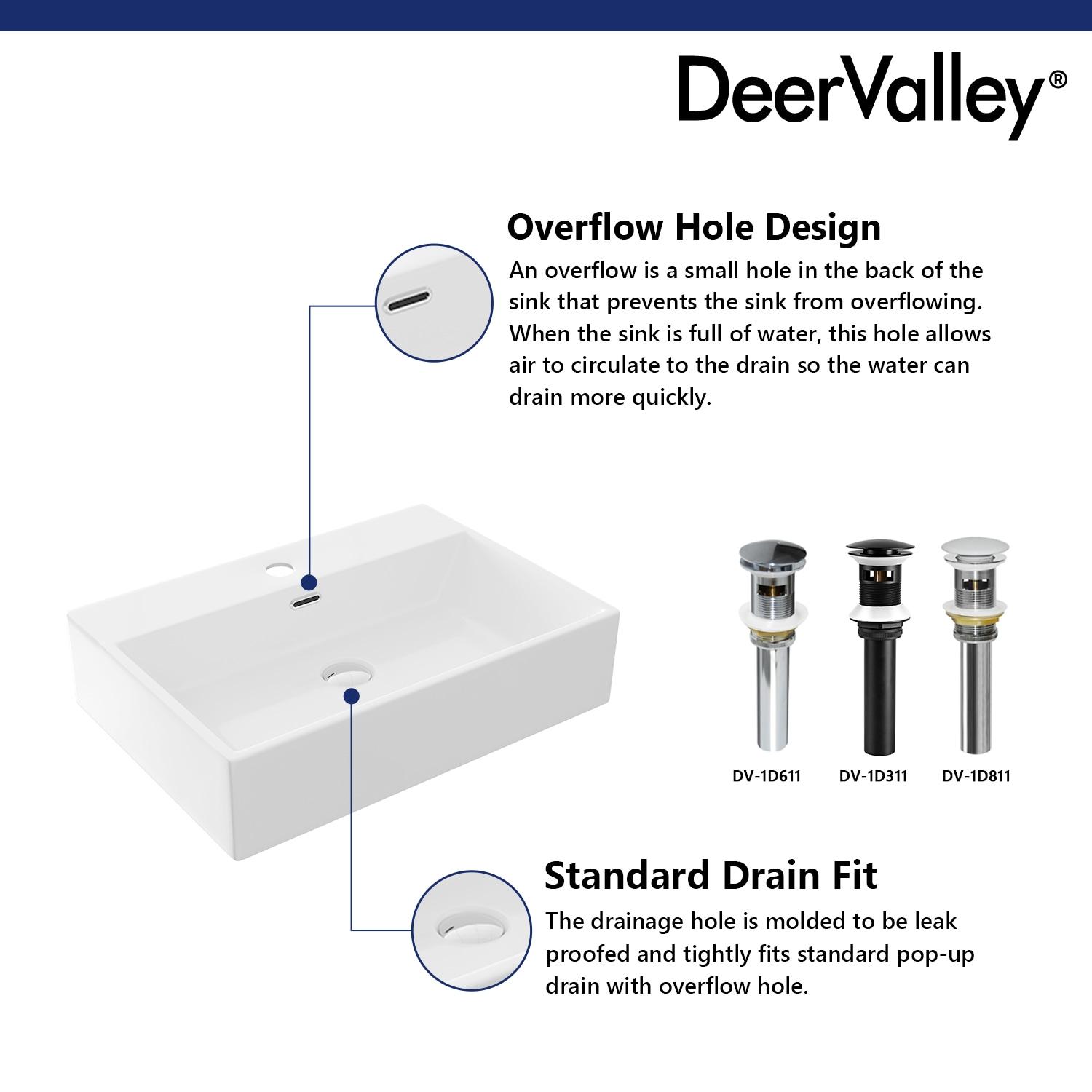 Ceramic White Rectangular Single Faucet Hole 24 in Console Bathroom Sink with Overflow