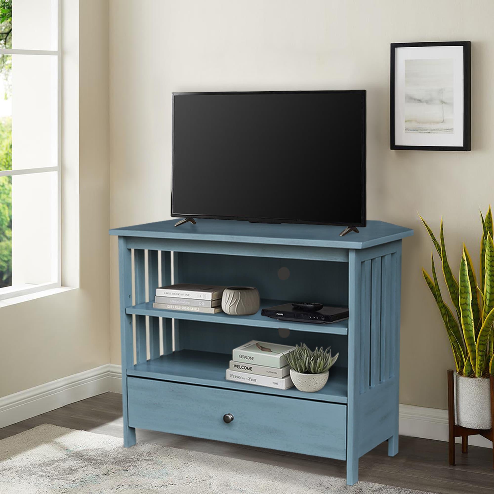 Mission Corner TV Stand for TVs up to 38" with Adjustable Shelves & Drawer - International Concepts