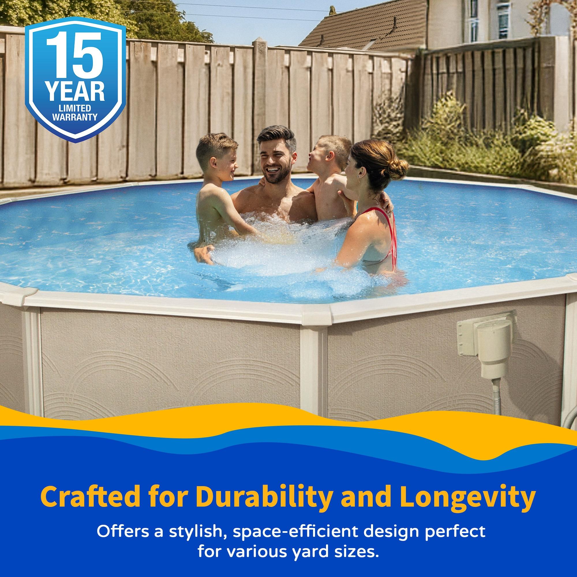Blue Wave Products Belize Round 52-in Deep 6-in Top Rail Swimming Pool Package