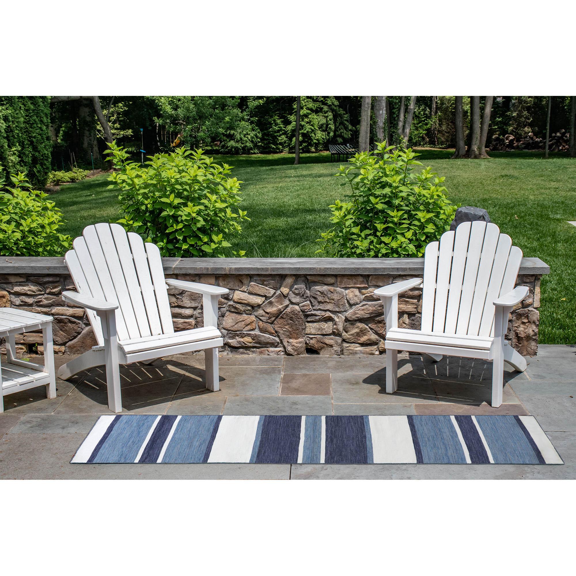 Liora Manne Sorrento Boat Stripe Indoor/Outdoor Rug Navy 2' x 8'