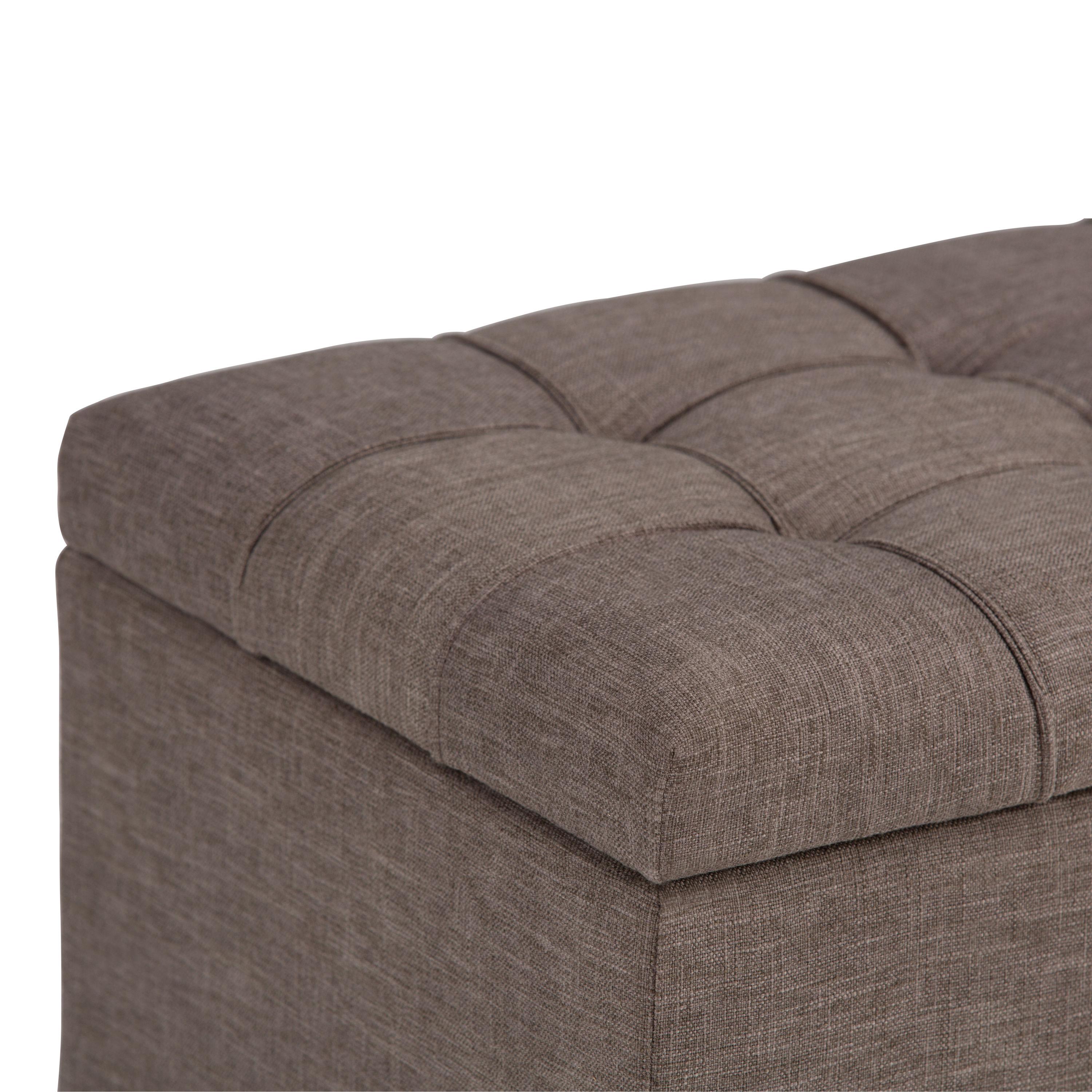 Simpli Home Sienna 33"W Upholstered Storage Ottoman Bench with Lift-Up Tufted Top