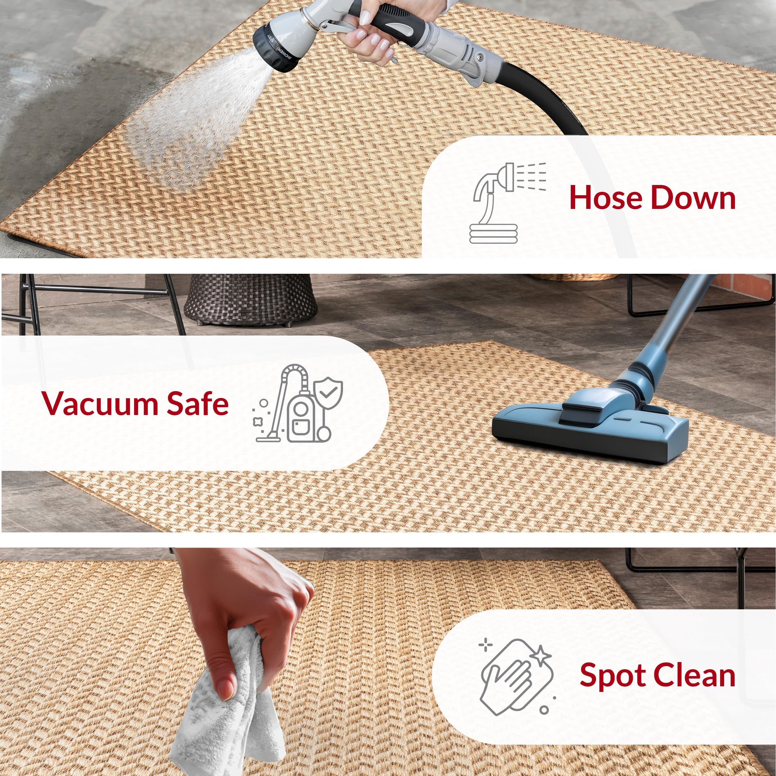 nuLOOM 4'x6' Camryn Abstract Herringbone Indoor and Outdoor Area Rug Beige: Geometric Flat Pile, Machine Made