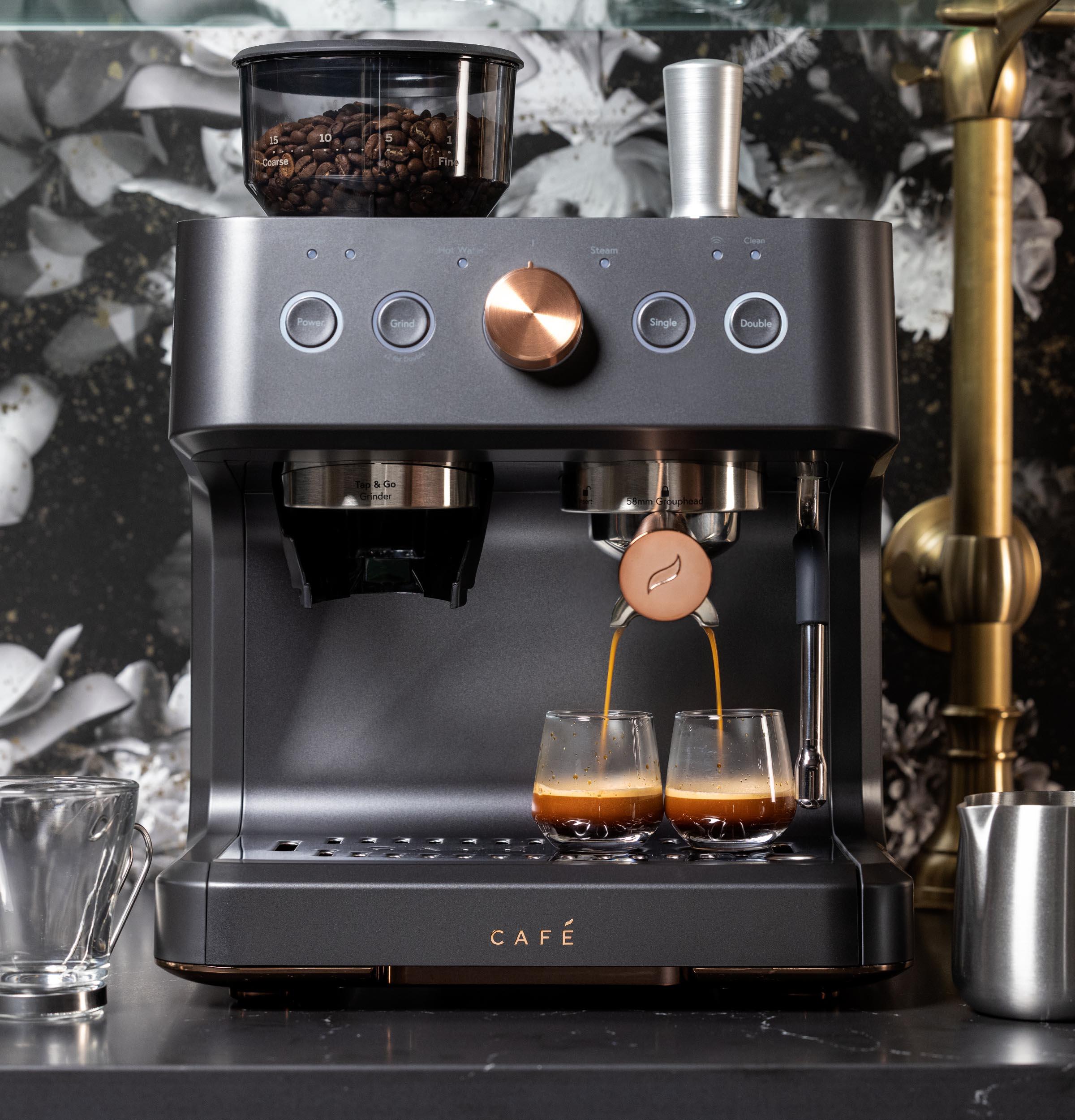 CAFE Bellissimo Semi-Automatic Espresso Machine + Frother Matte Black: GE Appliances, Espresso Maker with Grinder, 2.5L Capacity