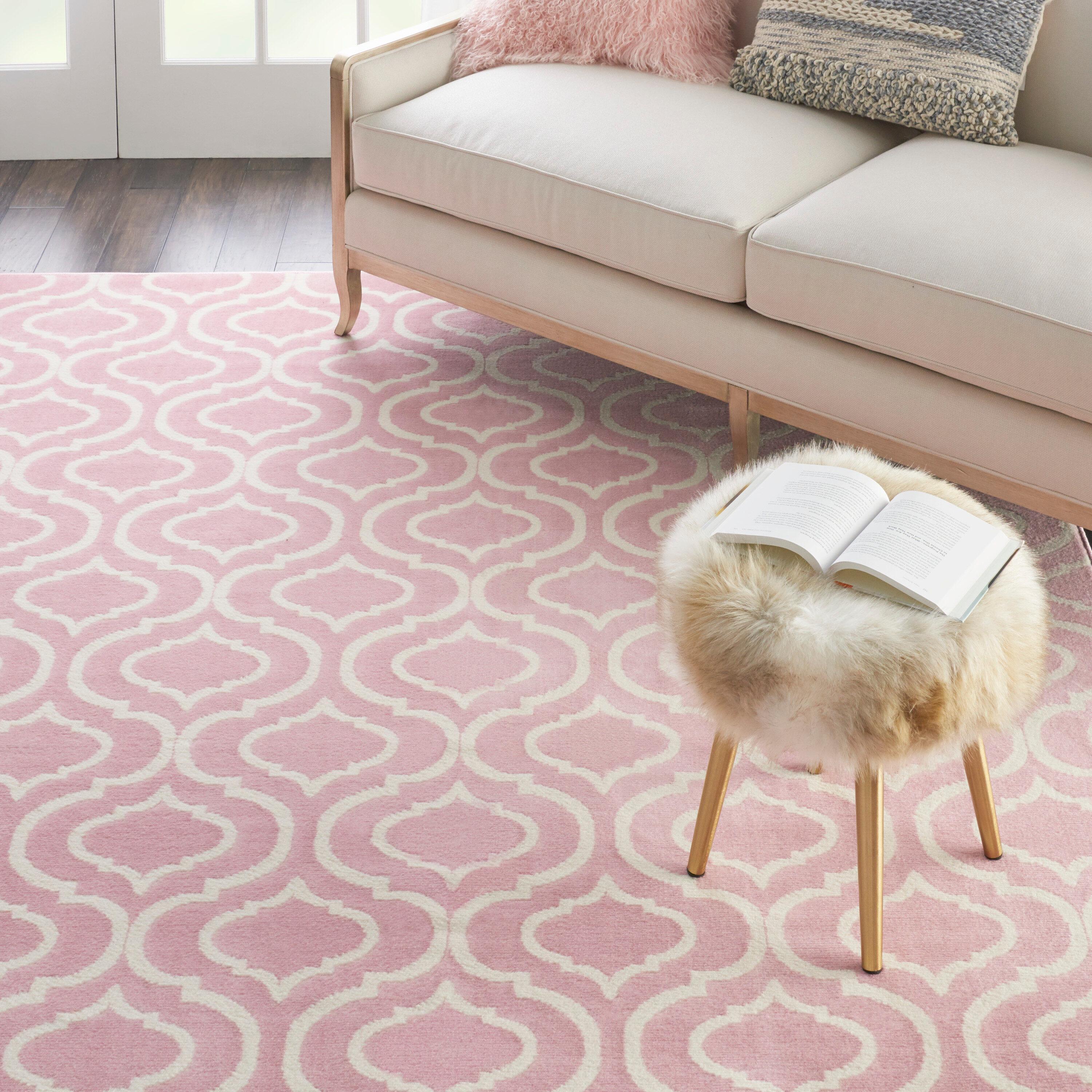 Nourison Jubilant Modern Moroccan Pink 7' x 10' Area Rug, (7' x 10')