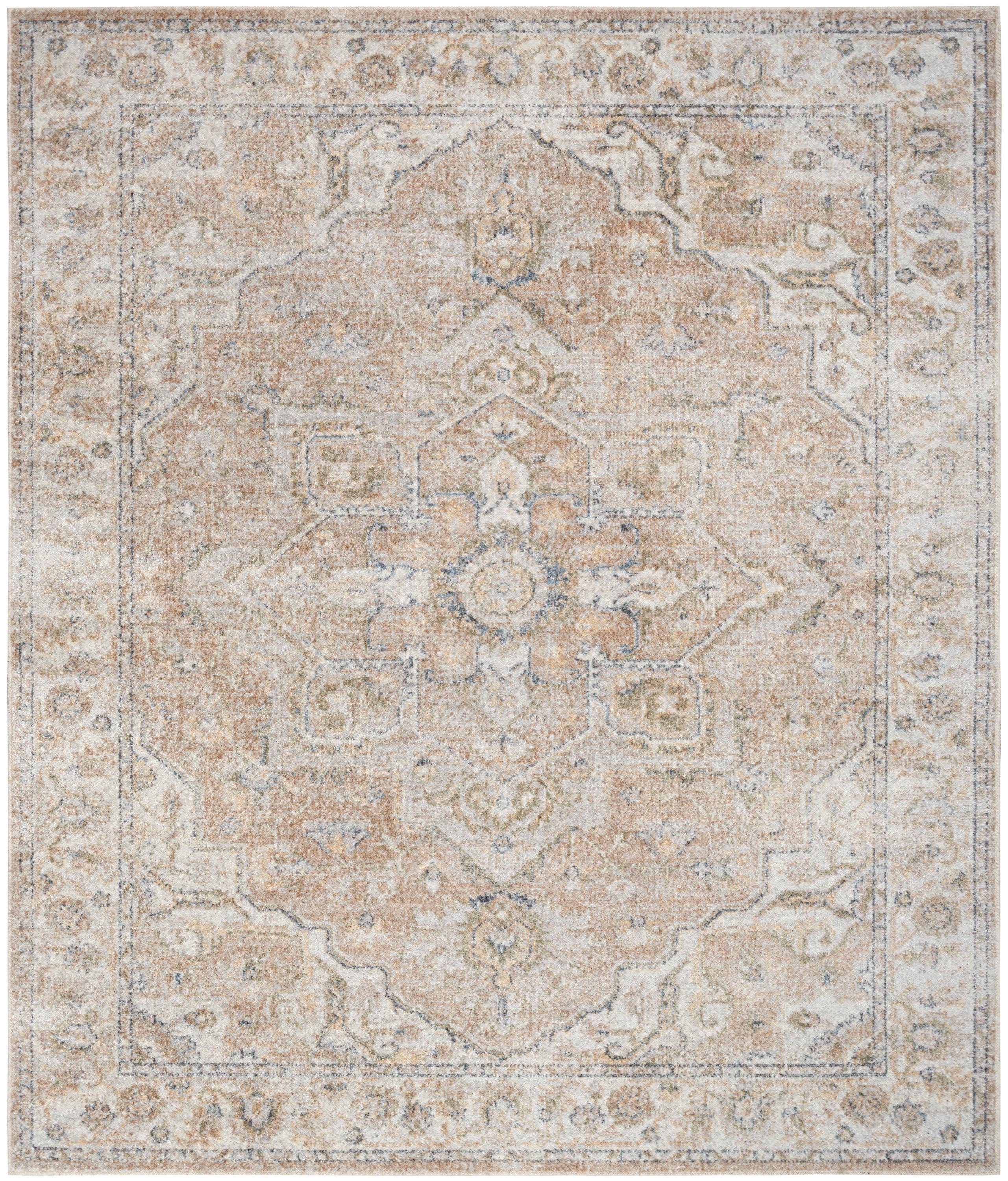 Nourison Astra Machine Washable Vintage Medallion Indoor Rug Beige 7'10" x 10'