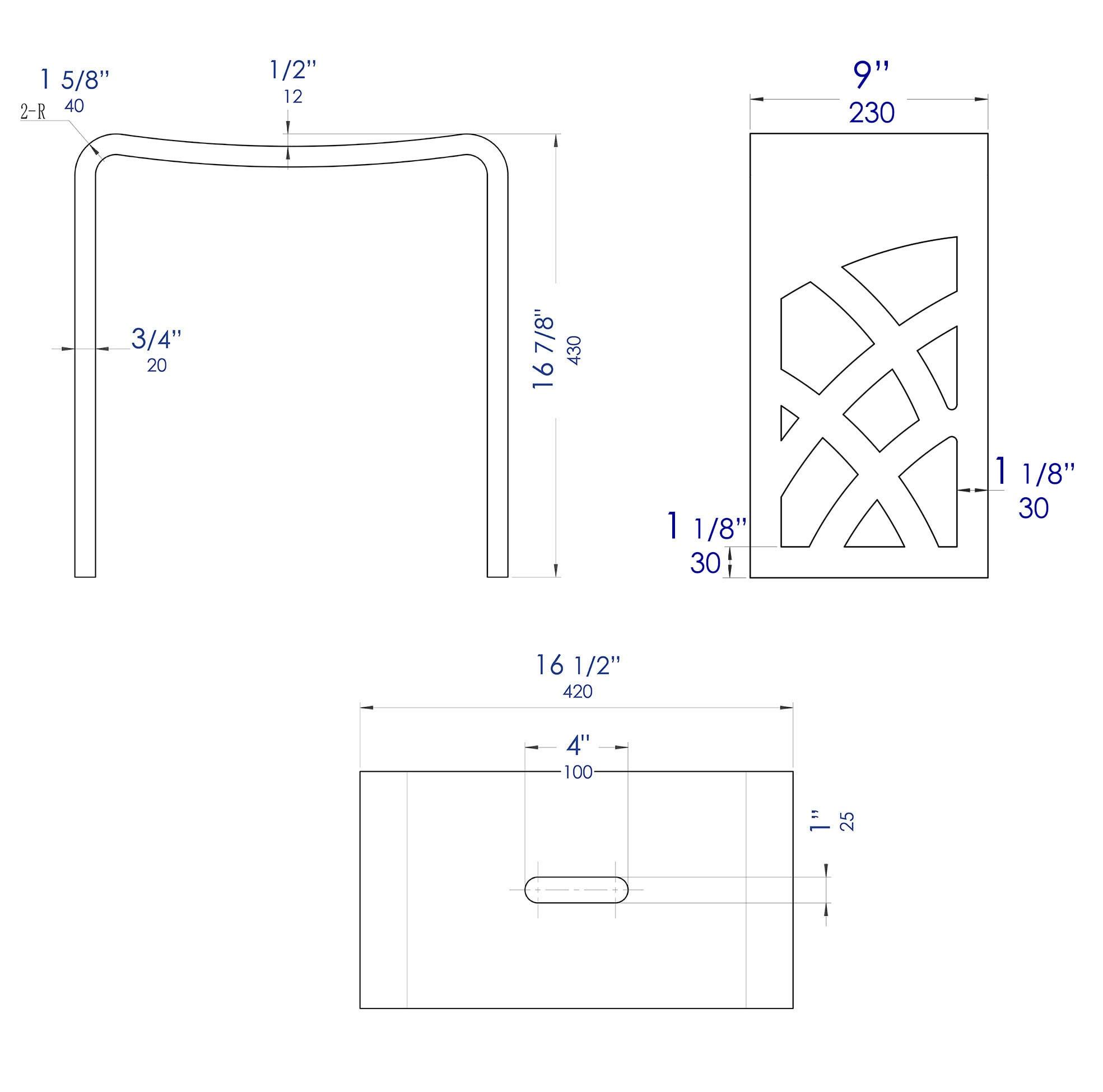 16.5'' W Solid Surface Resin Shower Bench