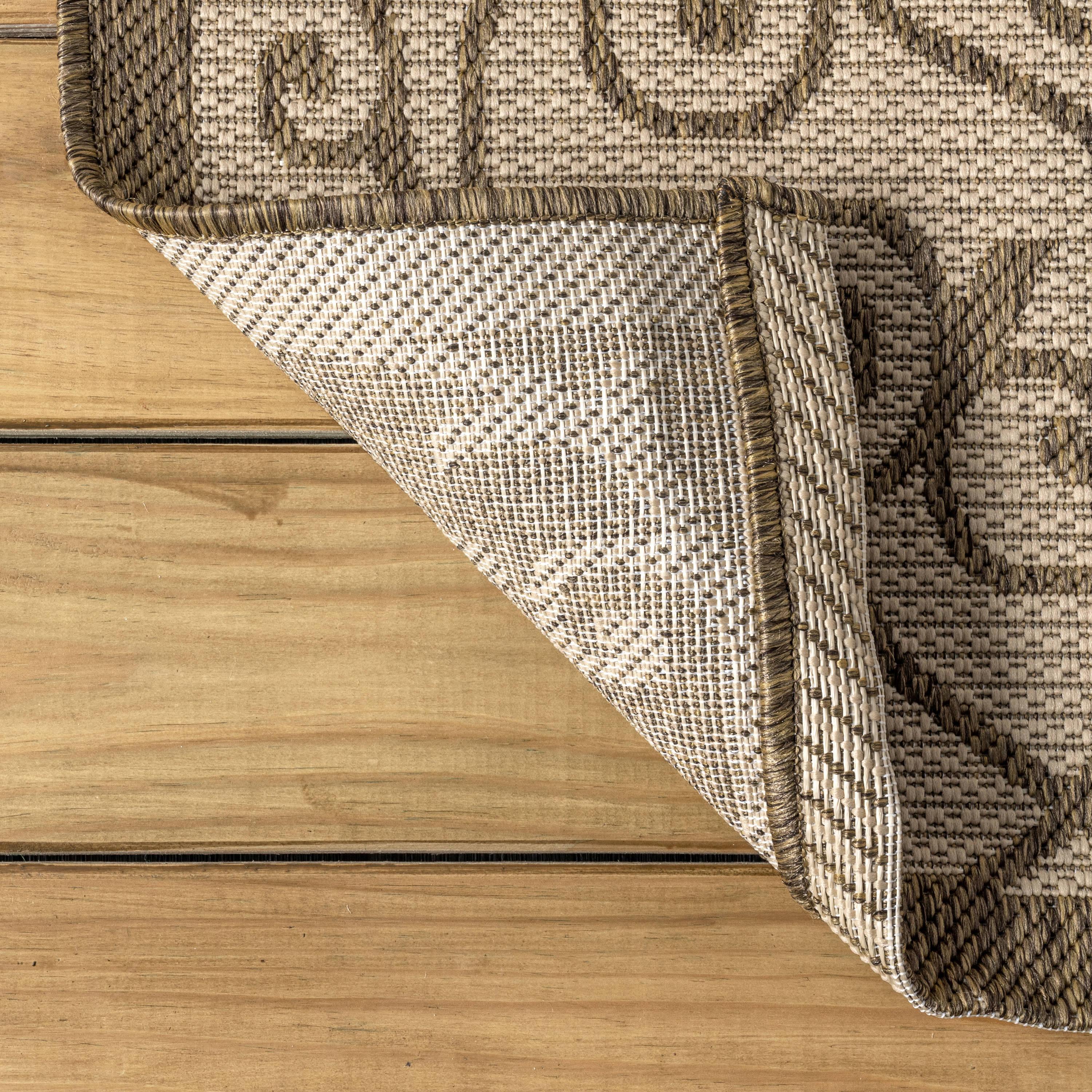 8'x10' Madrid Vintage Filigree Textured Weave Indoor/Outdoor Area Rug, Beige/Brown - JONATHAN Y