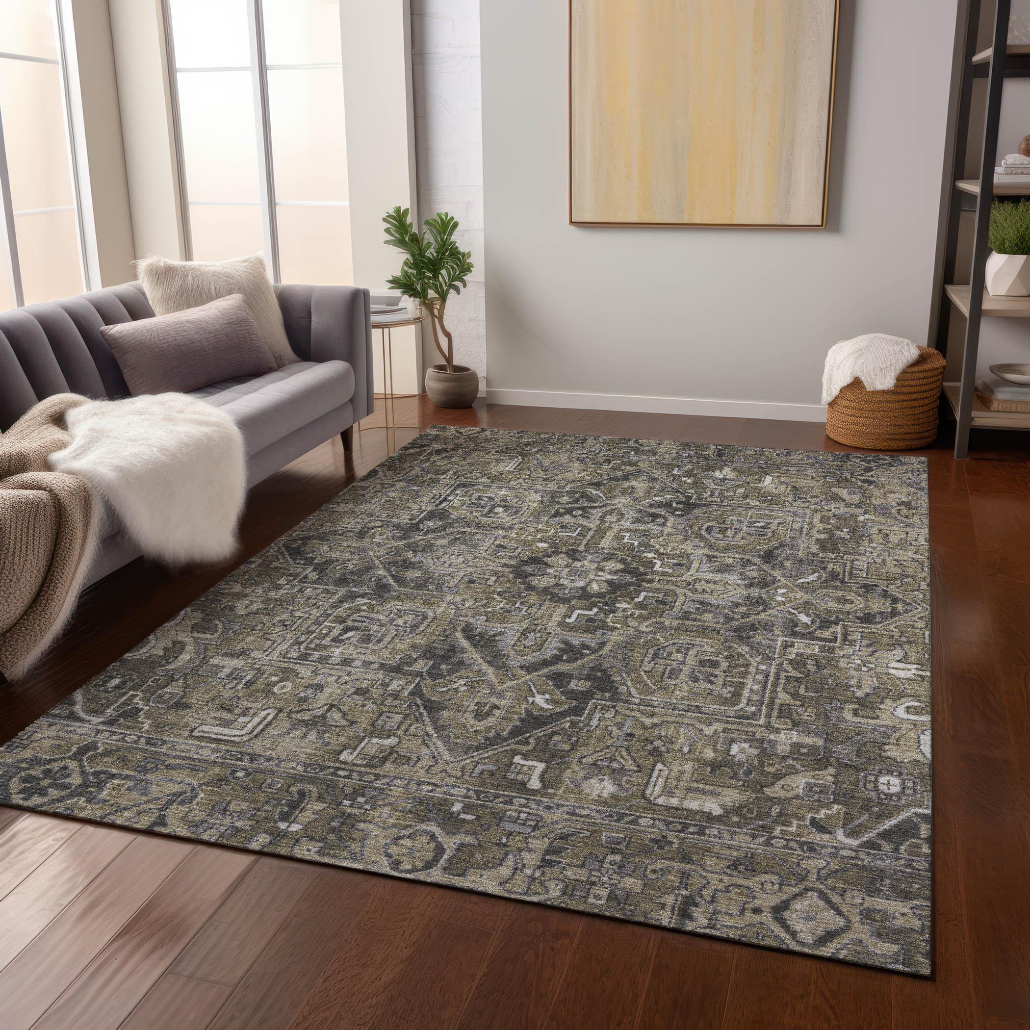 Addison Rugs Chantille Indoor/Outdoor Traditional Oriental Taupe Washable Rectangle Rug, 3' x 5'