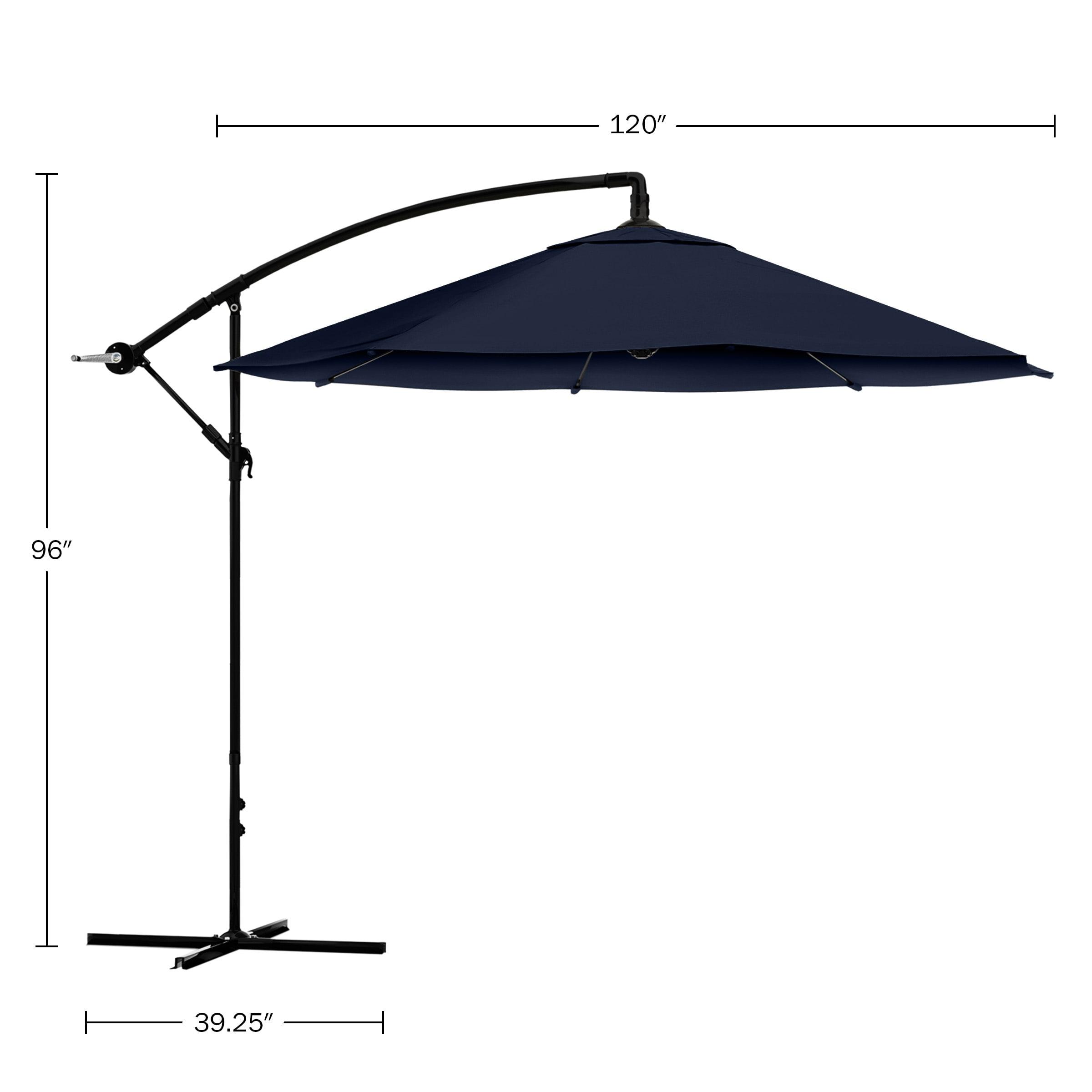 Pure Garden 10' Octagon Outdoor Patio Cantilever Umbrella Navy Blue: Weather-Resistant, Crank Lift, No Tilt