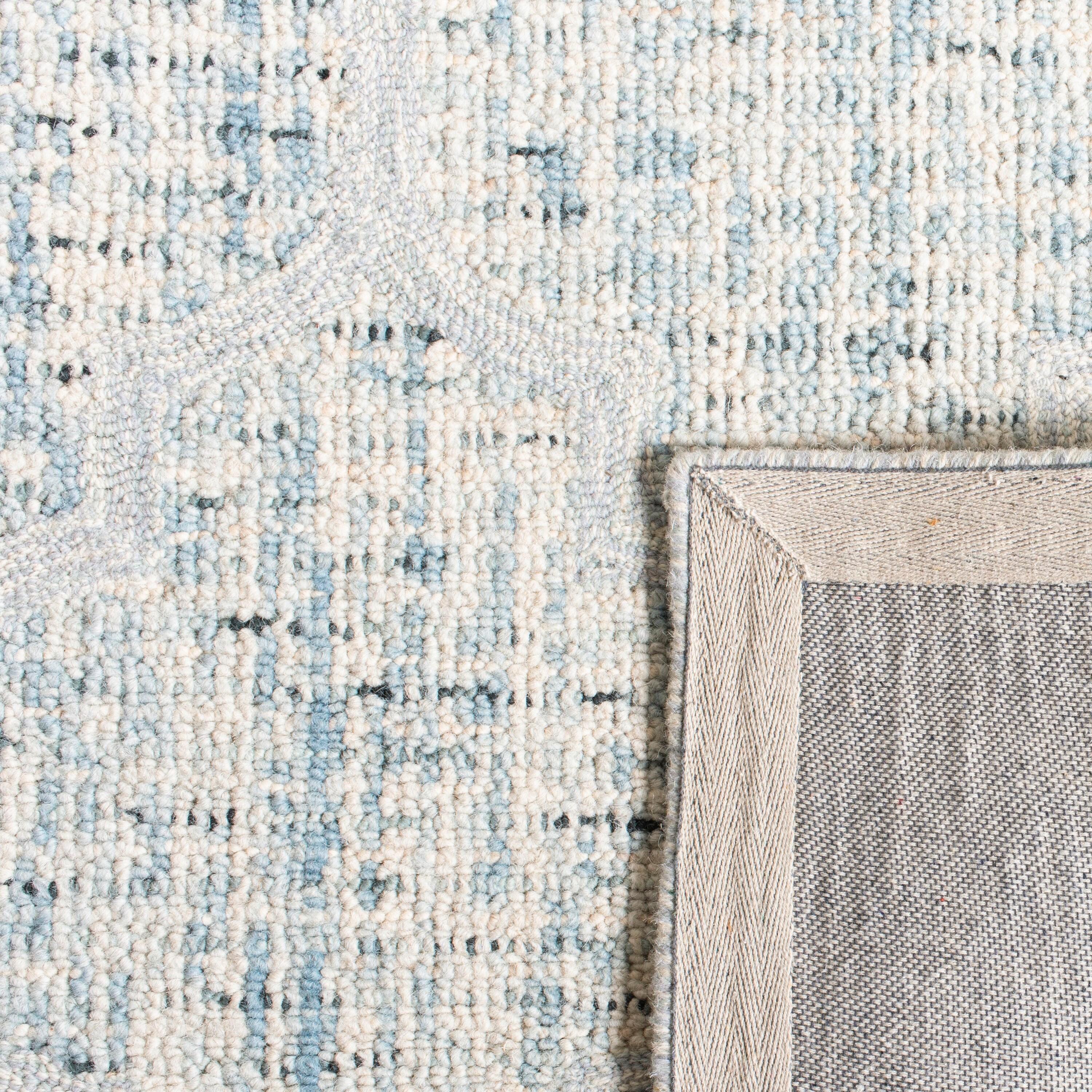 Abstract ABT474 Handmade Indoor Runner - Ivory/Turquoise - 2'-3"x8' - Safavieh