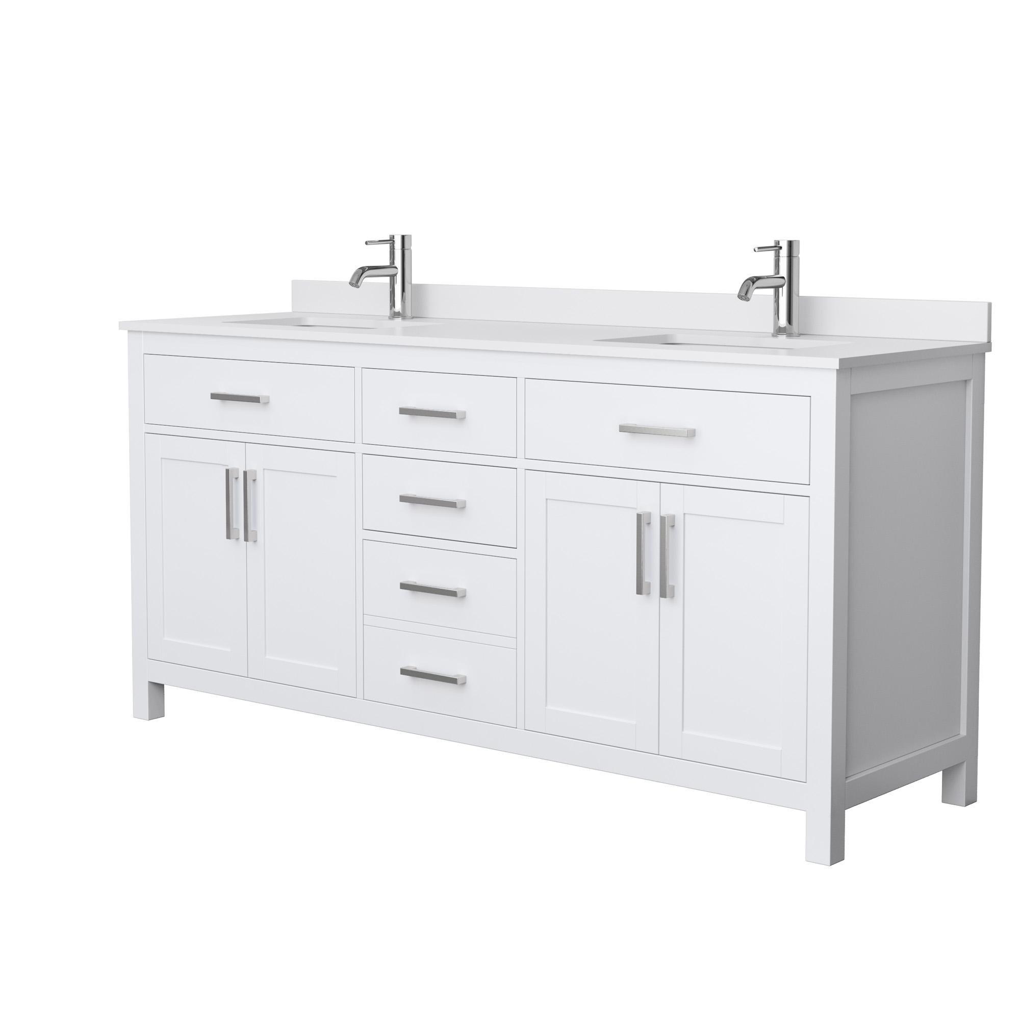 Beckett 72" Freestanding Double Bathroom Vanity with Cultured Marble Top
