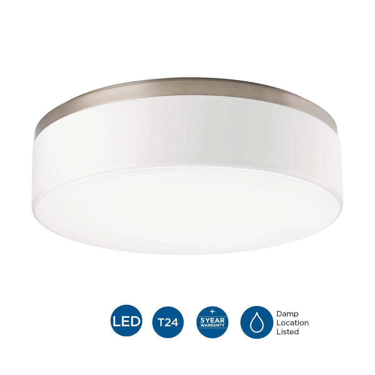 Progress Lighting Maier 1-Light LED Flush Mount, Brushed Nickel, Etched White Opal Acrylic Diffuser