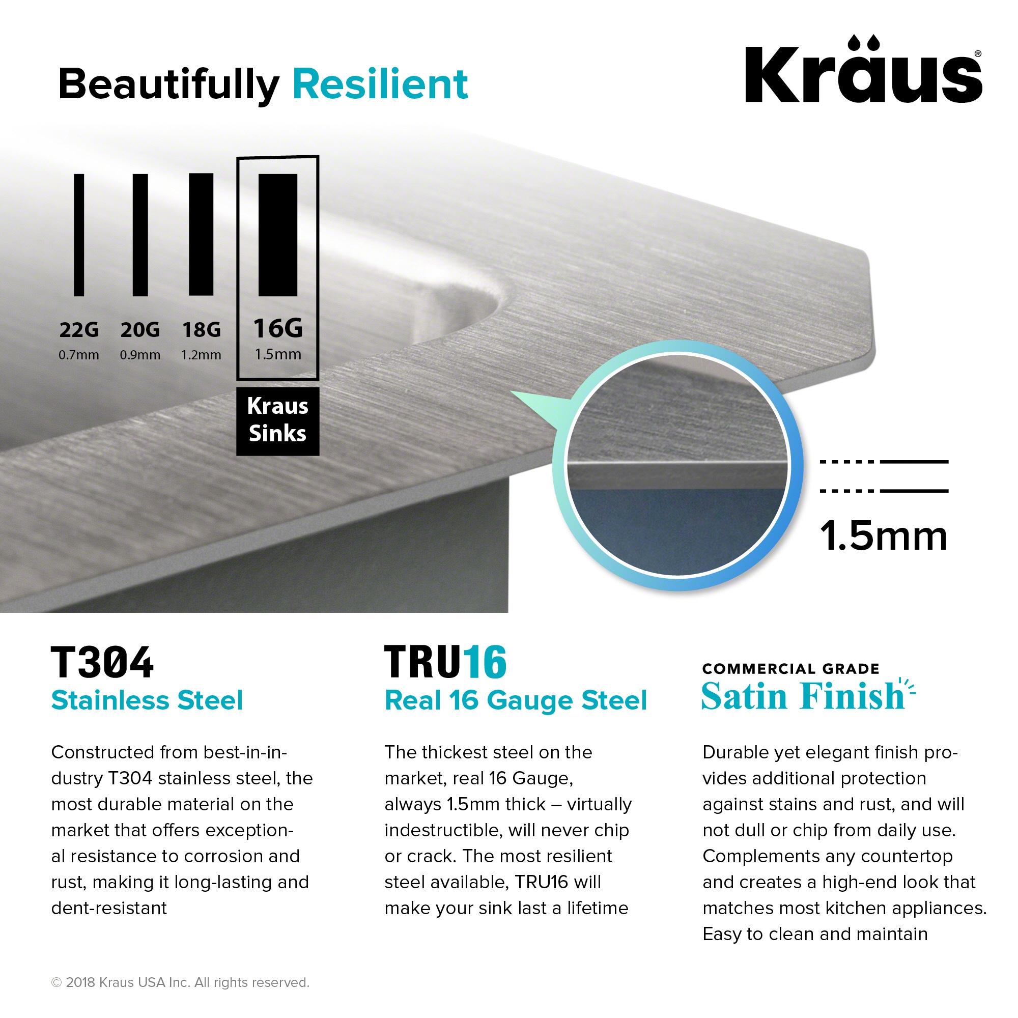 KRAUS Standard PRO™ Gauge Undermount Kitchen Sink with WasteGuard™ Garbage Disposal