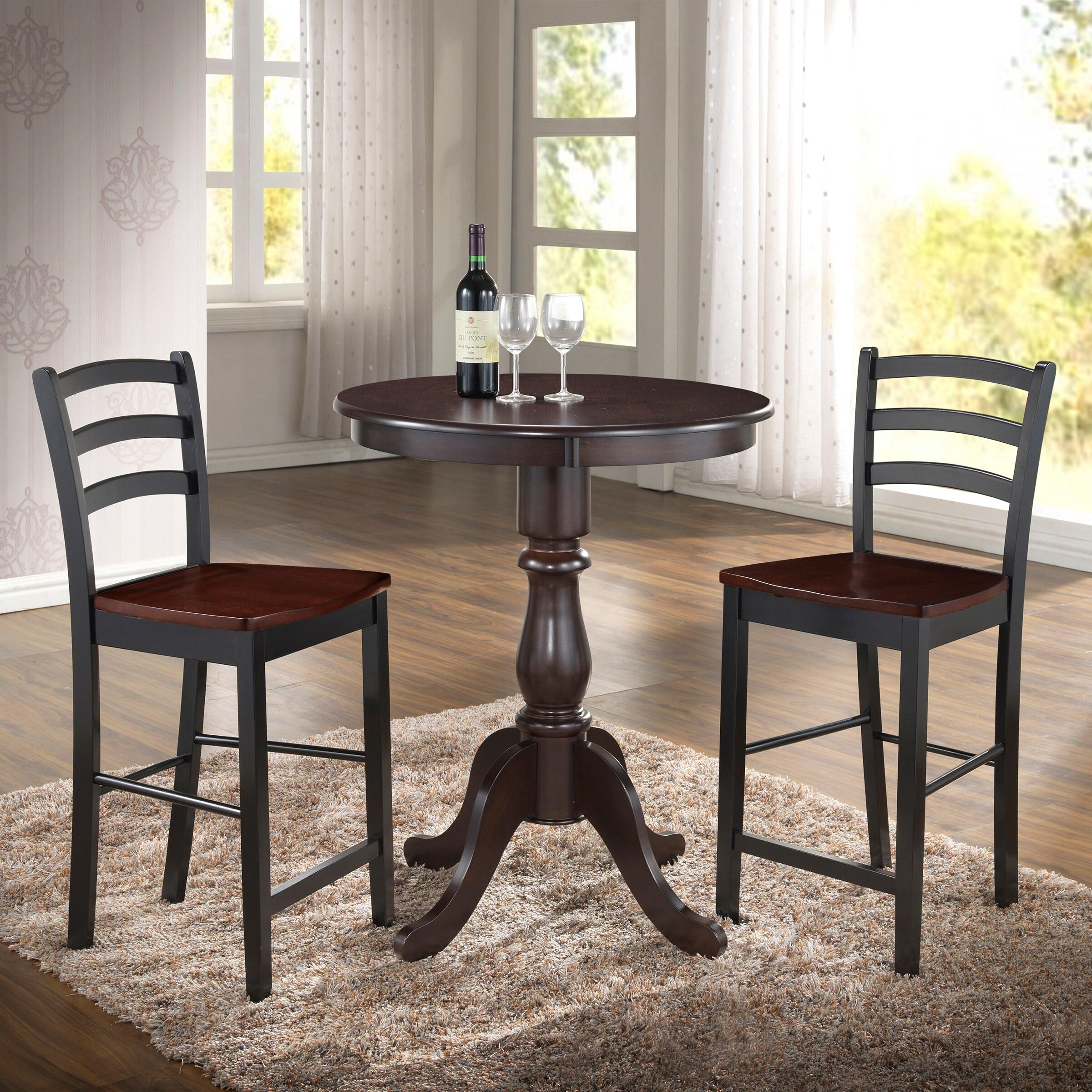 Carolina Living 30" Salem Round Pedestal Bar Table Espresso: MDF, Rubberwood, for 2