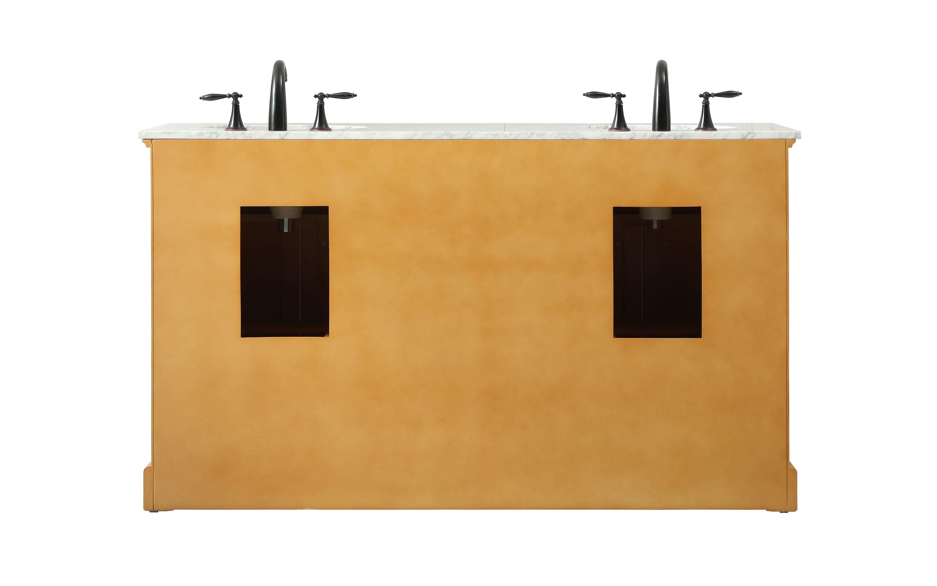 Elegant Decor Americana 60" Aluminum MDF Double Bathroom Vanity in Natural Wood