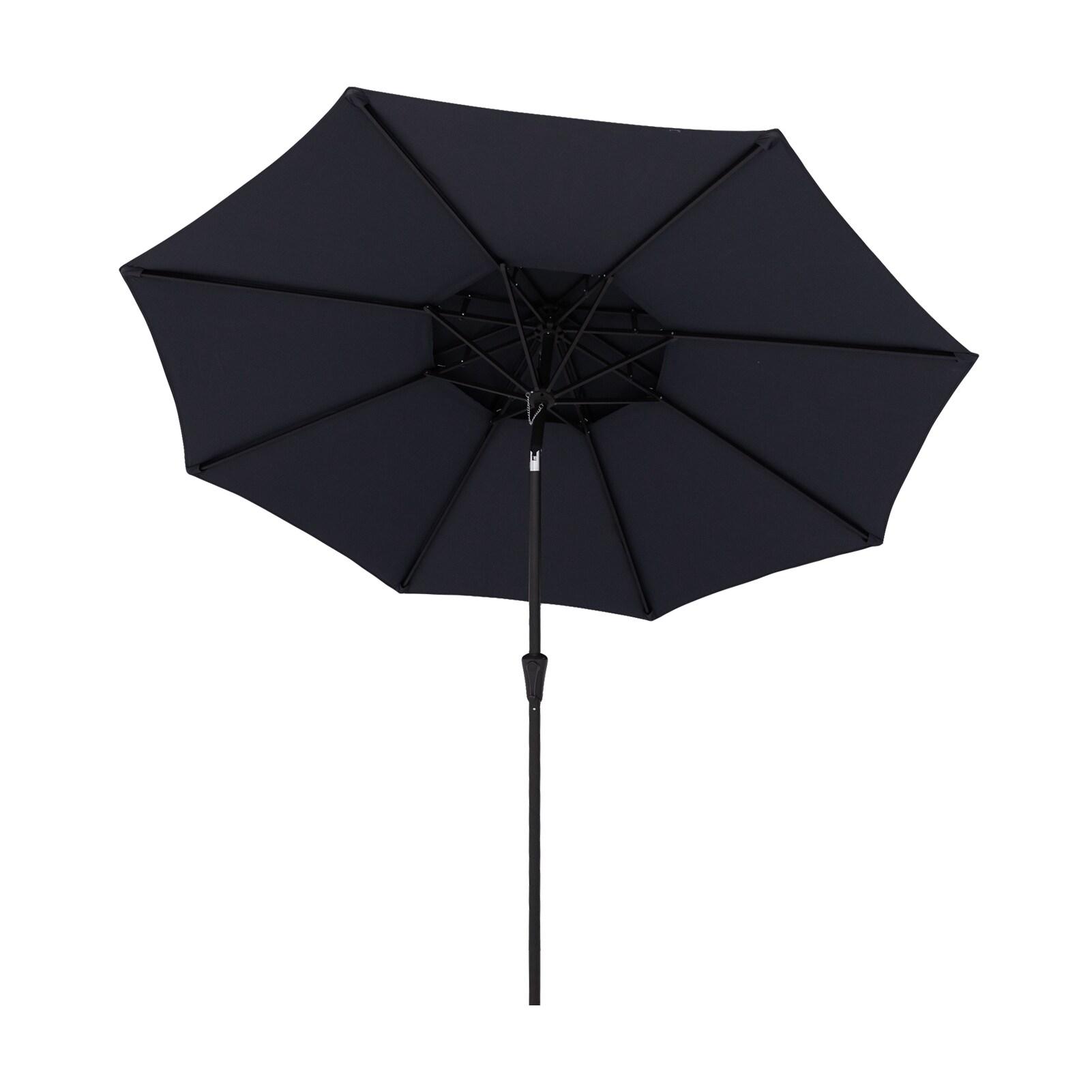 9 ft Dark Gray Aluminum Market Patio Umbrella with Push-Button Tilt